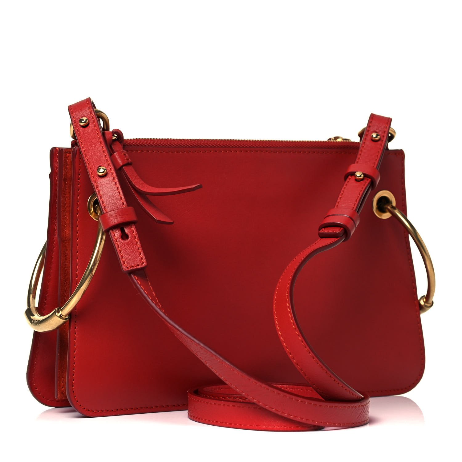 Chloe Calfskin Suede Small Roy Bag Earthy Red — view 2