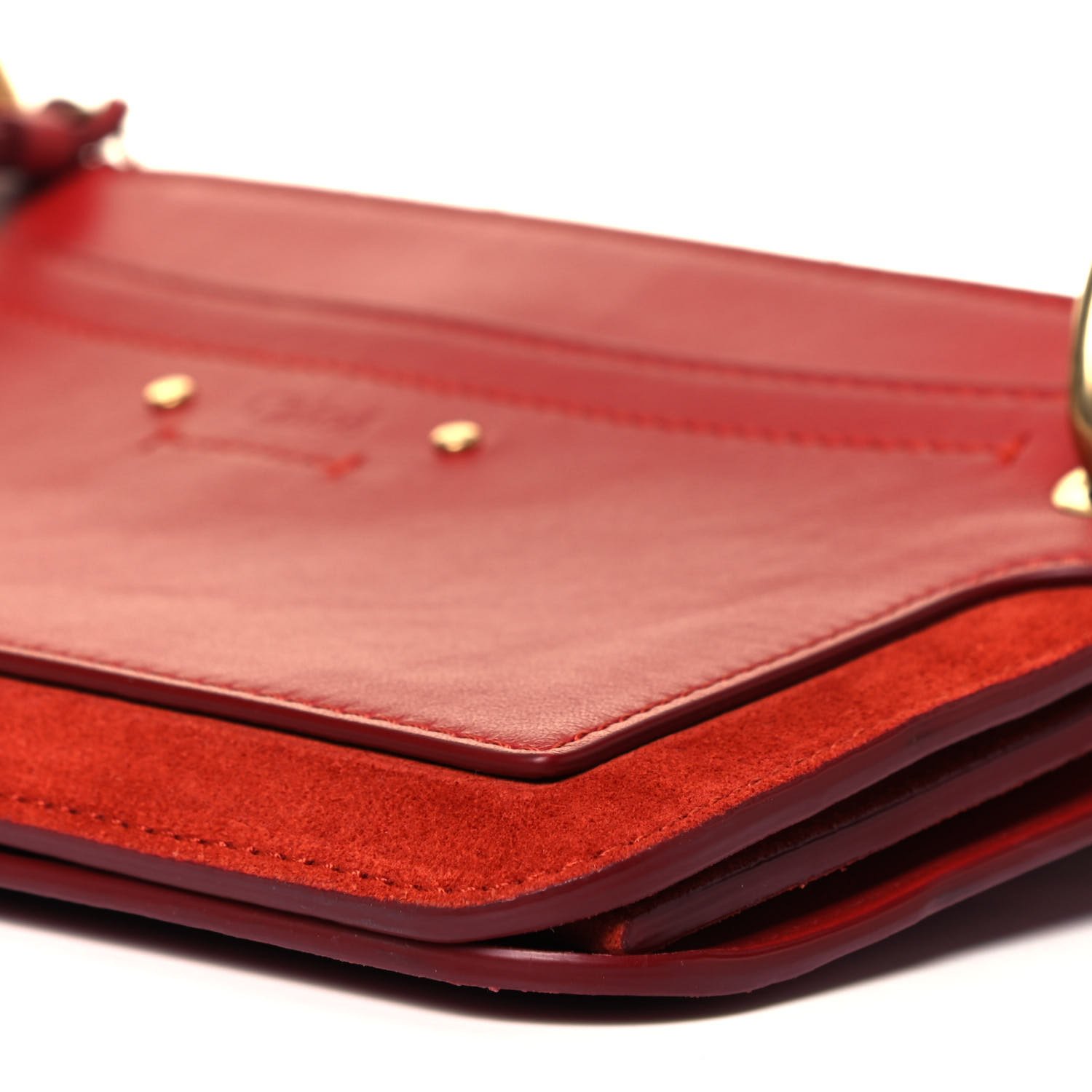 Chloe Calfskin Suede Small Roy Bag Earthy Red — view 4