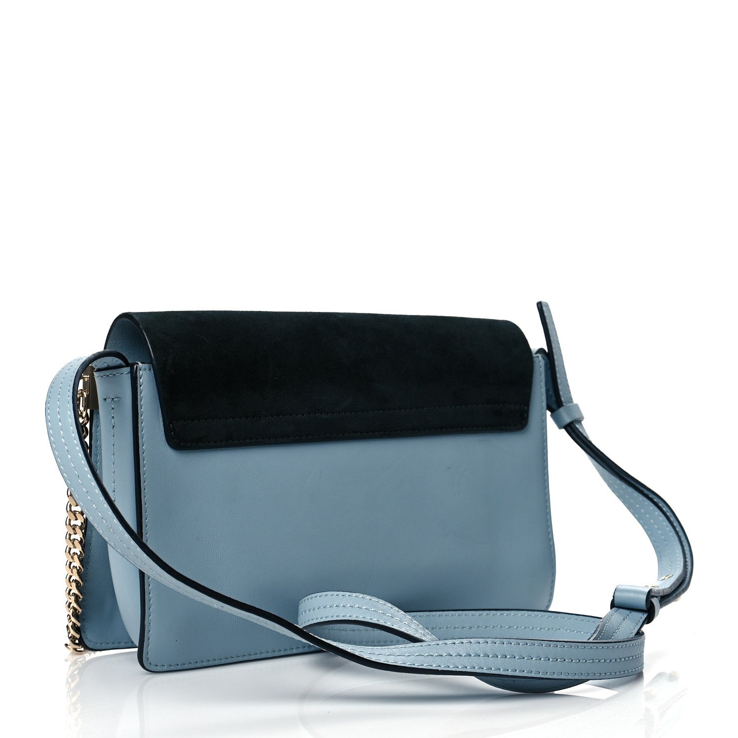 Chloe Suede Calfskin Small Faye Shoulder Bag Summer Blue Intense Green — view 2
