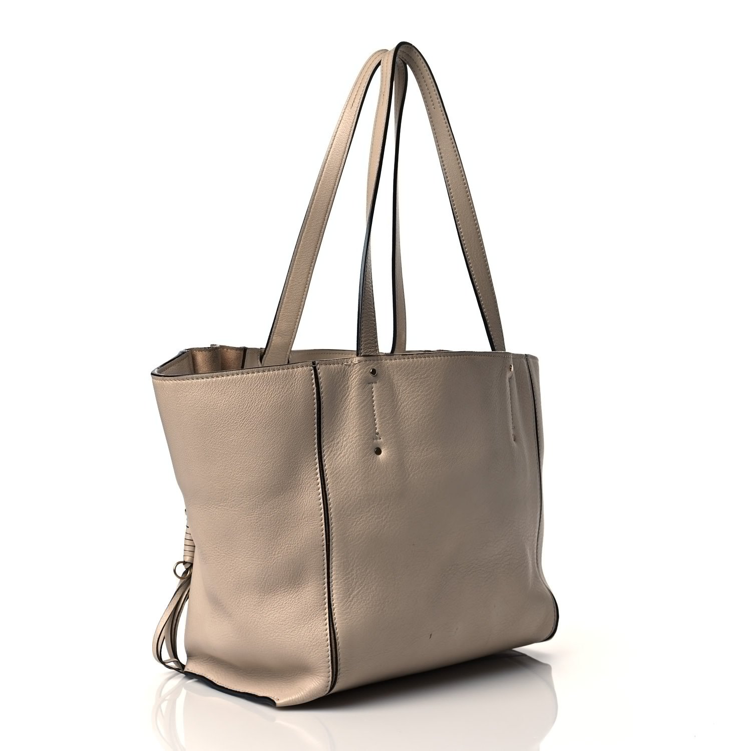 Chloe Calfskin Small Milo Shopping Tote Pearl Beige — view 2