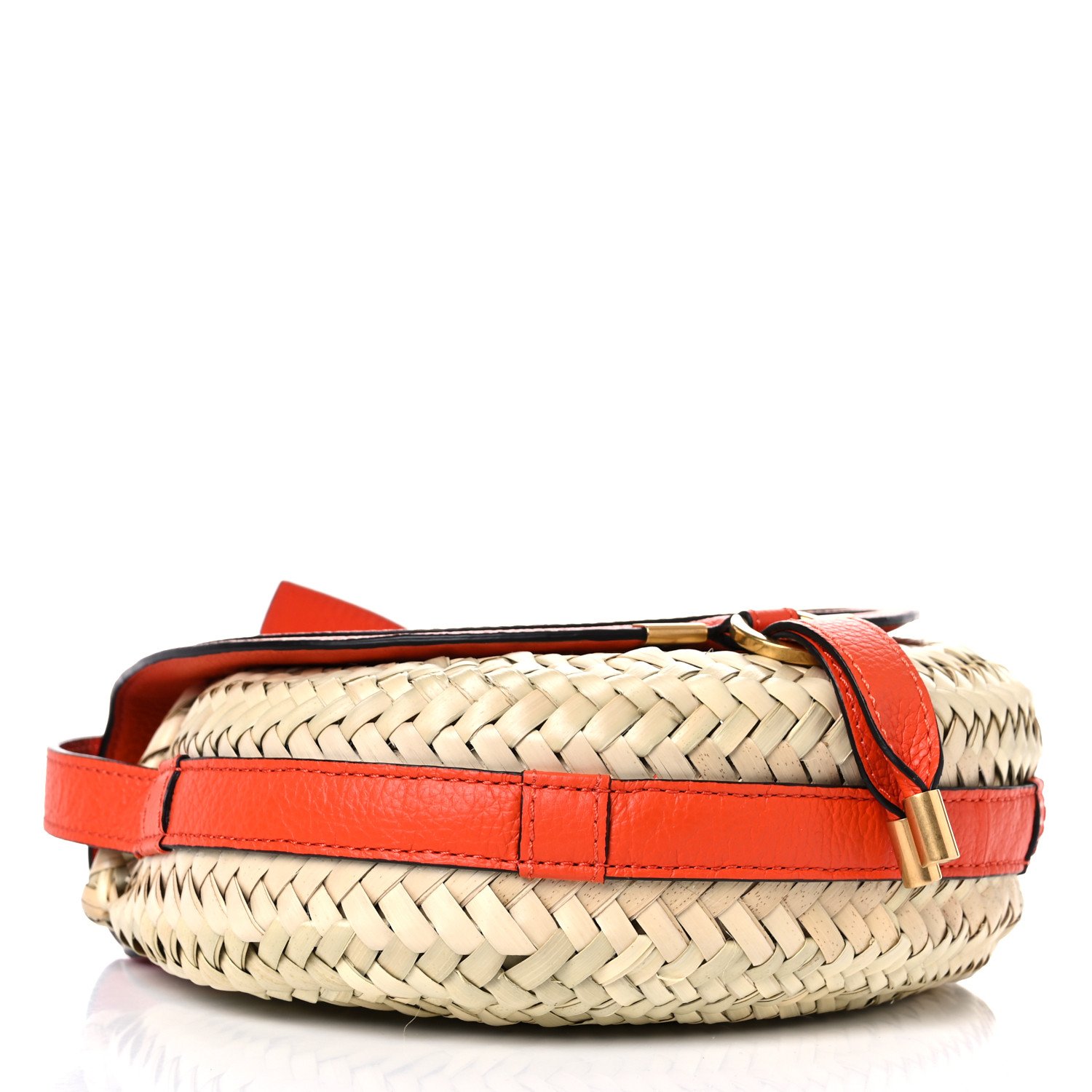 Chloe Raffia Calfskin Marcie Basket Small Marcie Round Crossbody Bag Orange Fizz — view 2