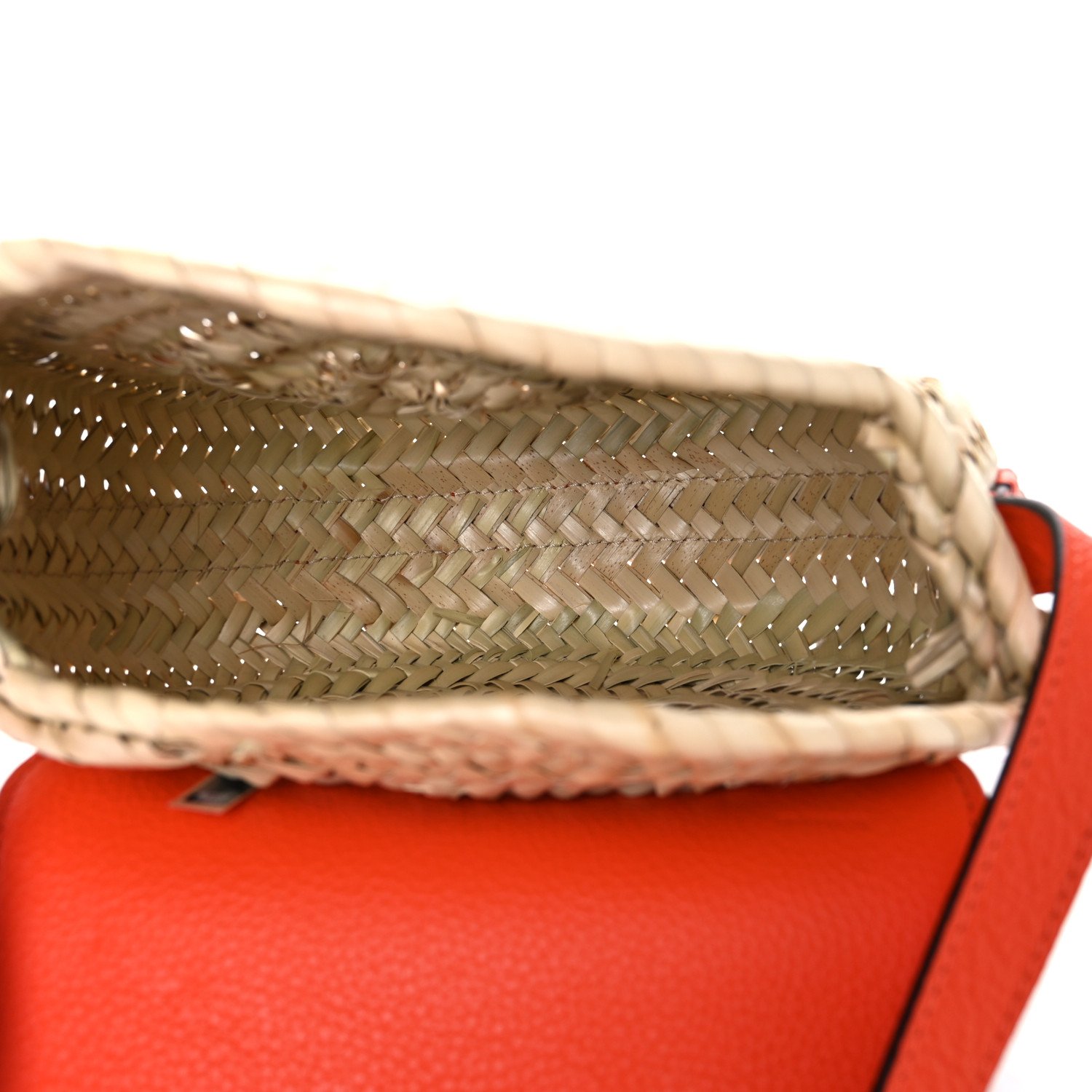Chloe Raffia Calfskin Marcie Basket Small Marcie Round Crossbody Bag Orange Fizz — view 4