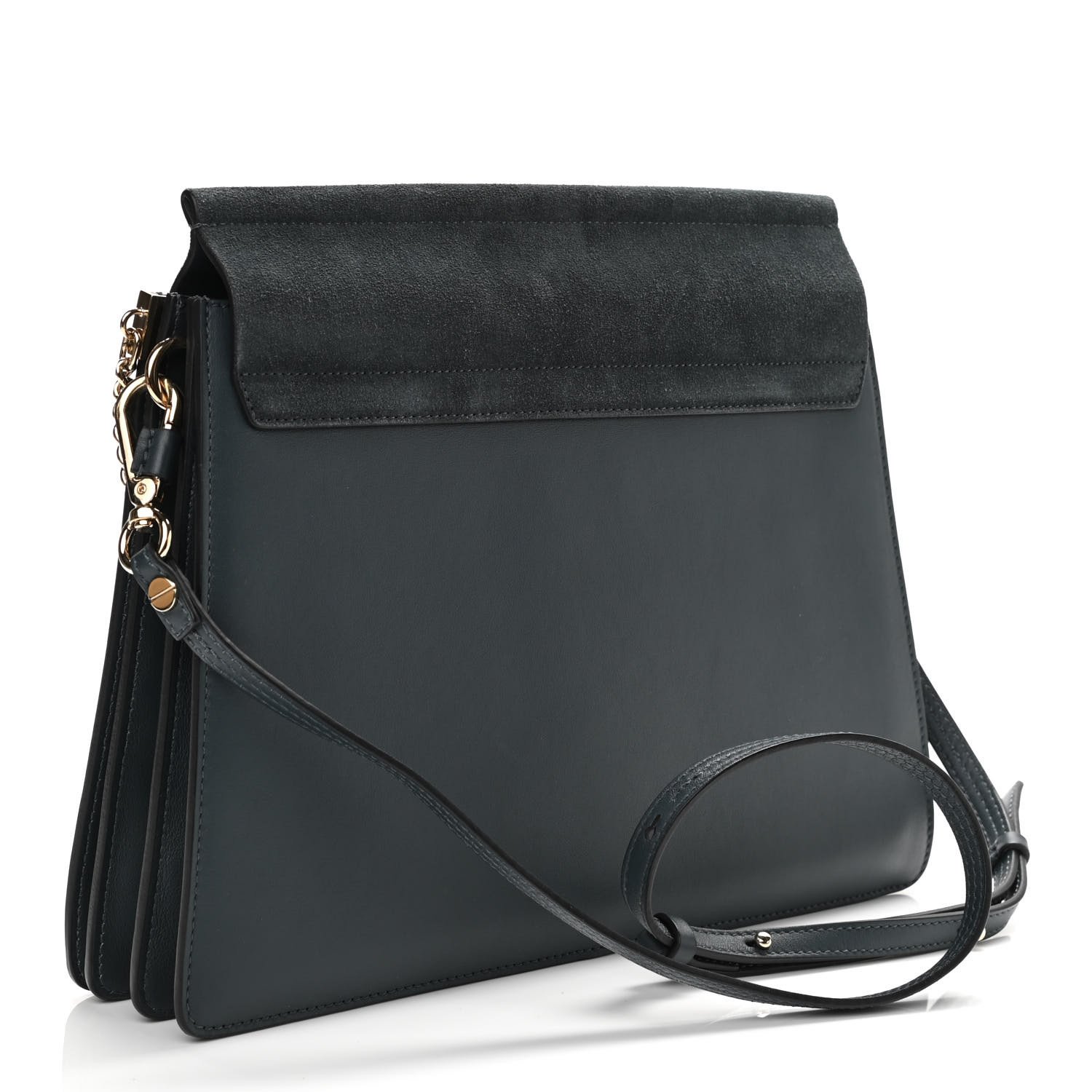 Chloe Suede Calfskin Medium Faye Shoulder Bag Cloudy Blue — view 2