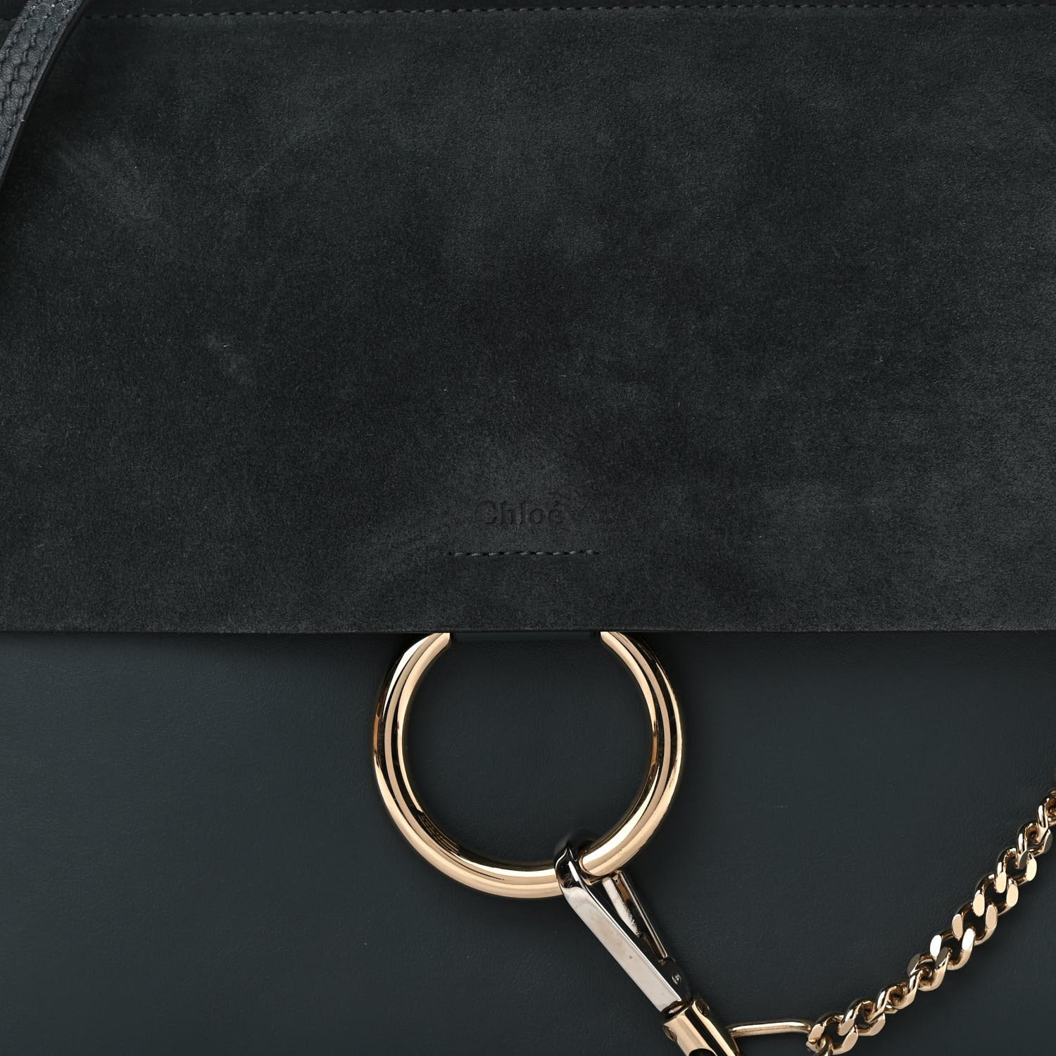 Chloe Suede Calfskin Medium Faye Shoulder Bag Cloudy Blue — view 4