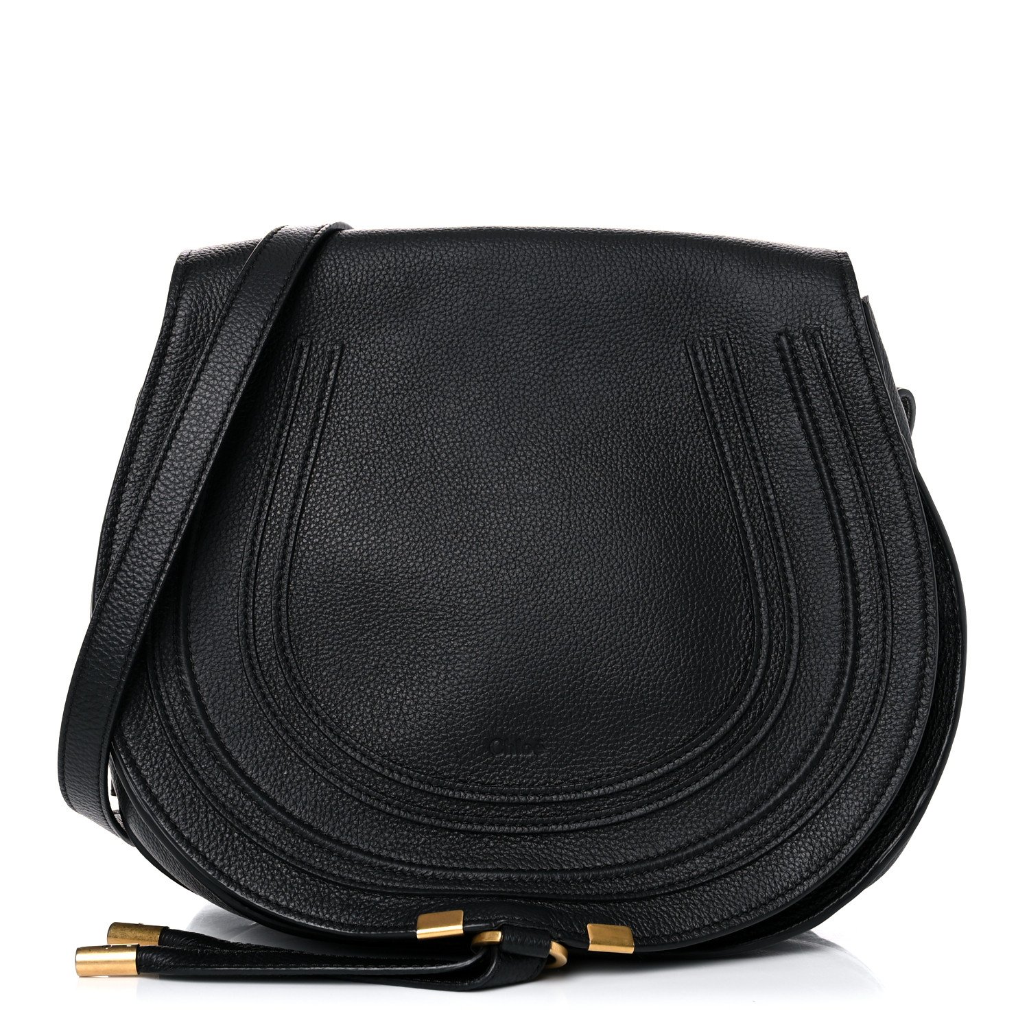Chloe Calfskin Medium Marcie Round Crossbody Bag Black — view 2