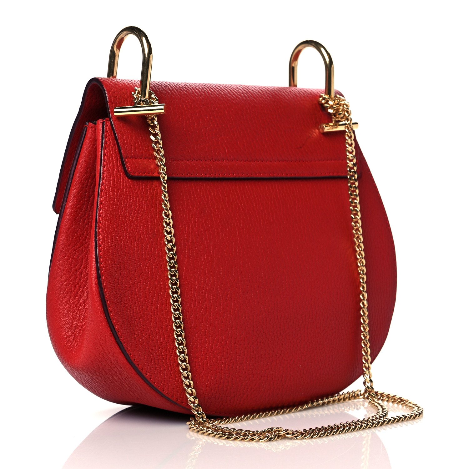 Chloe Grained Lambskin Drew Shoulder Bag Plaid Red — view 2