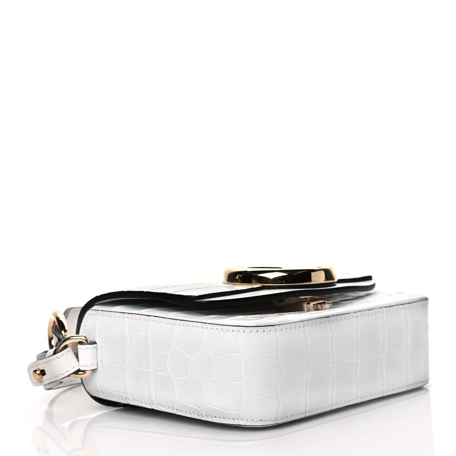 Chloe Calfskin Crocodile Embossed Mini C Double Carry Brilliant White — view 2