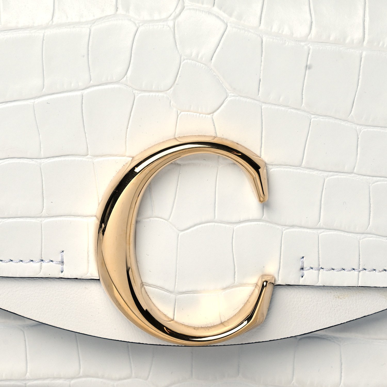 Chloe Calfskin Crocodile Embossed Mini C Double Carry Brilliant White — view 4