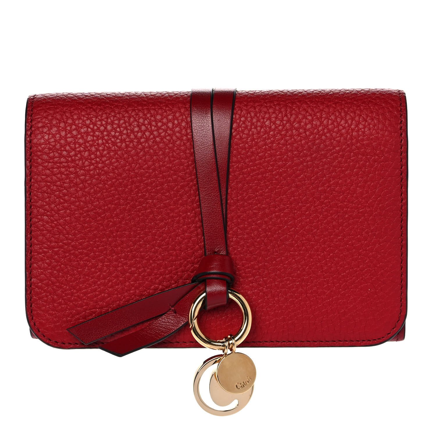 Chloe Calfskin Alphabet Compact Wallet Smoked Red — view 2