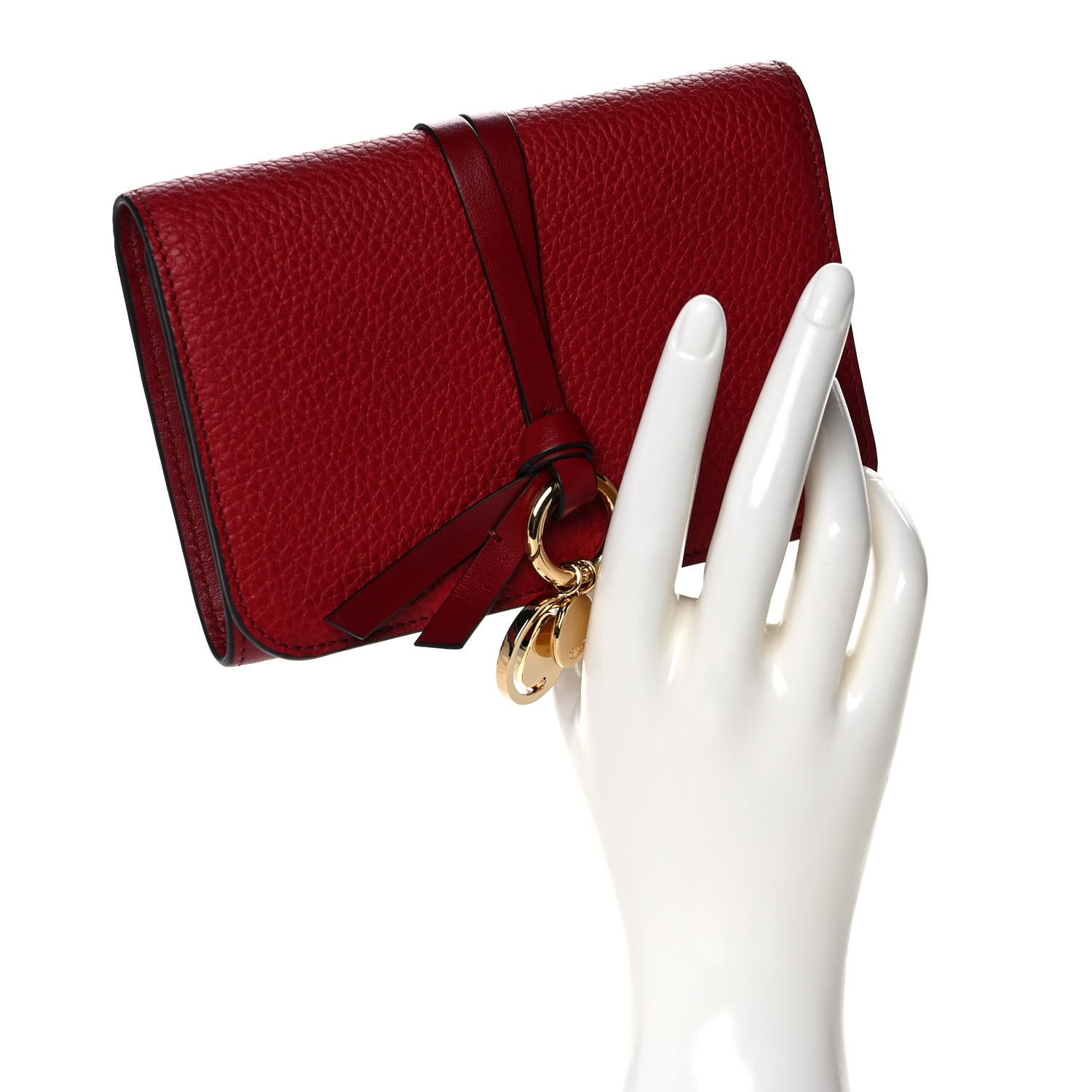 Chloe Calfskin Alphabet Compact Wallet Smoked Red — view 3