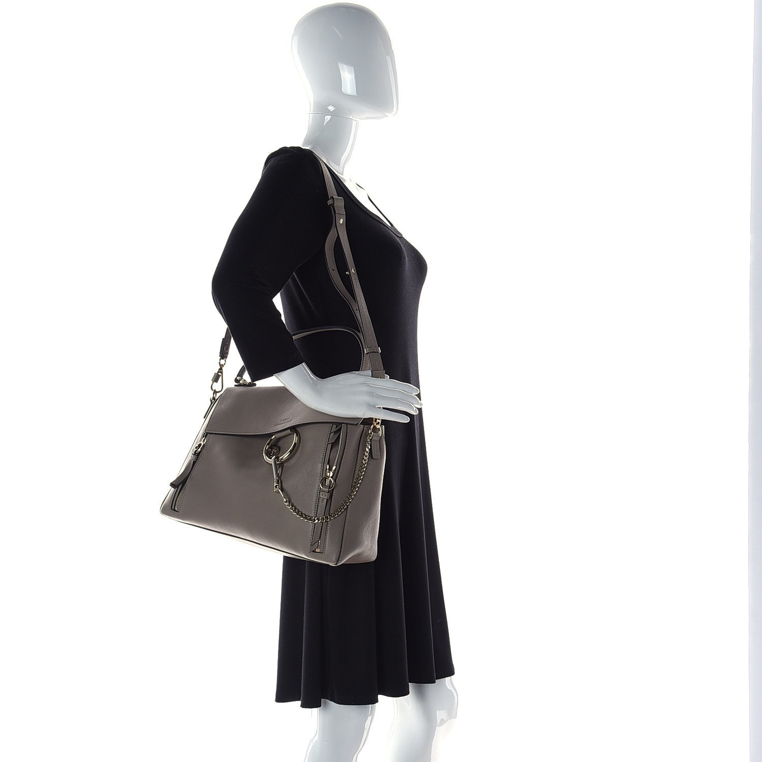 Chloe Calfskin Medium Faye Day Shoulder Bag Motty Grey — view 3