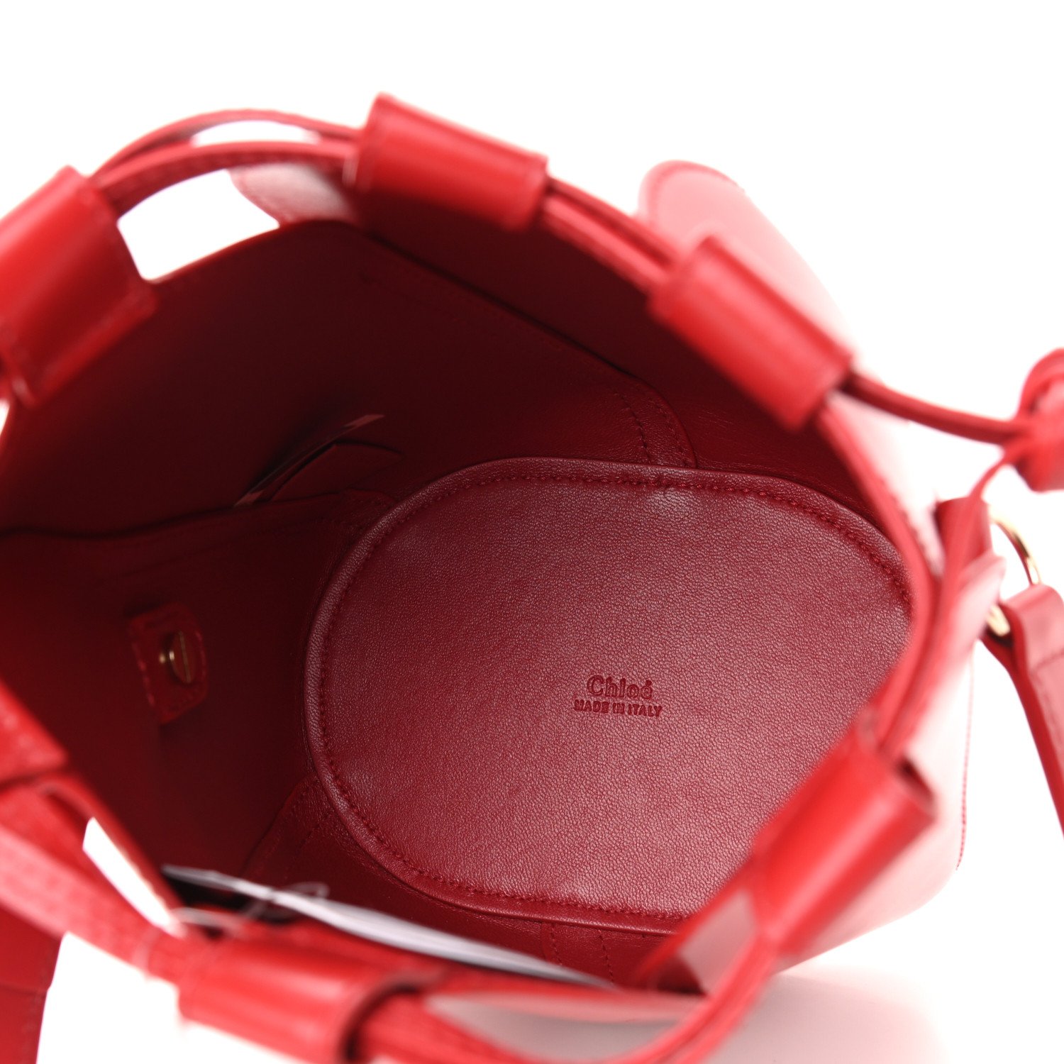 Chloe Smooth Calfskin Mini Tulip Bucket Bag Red — view 4