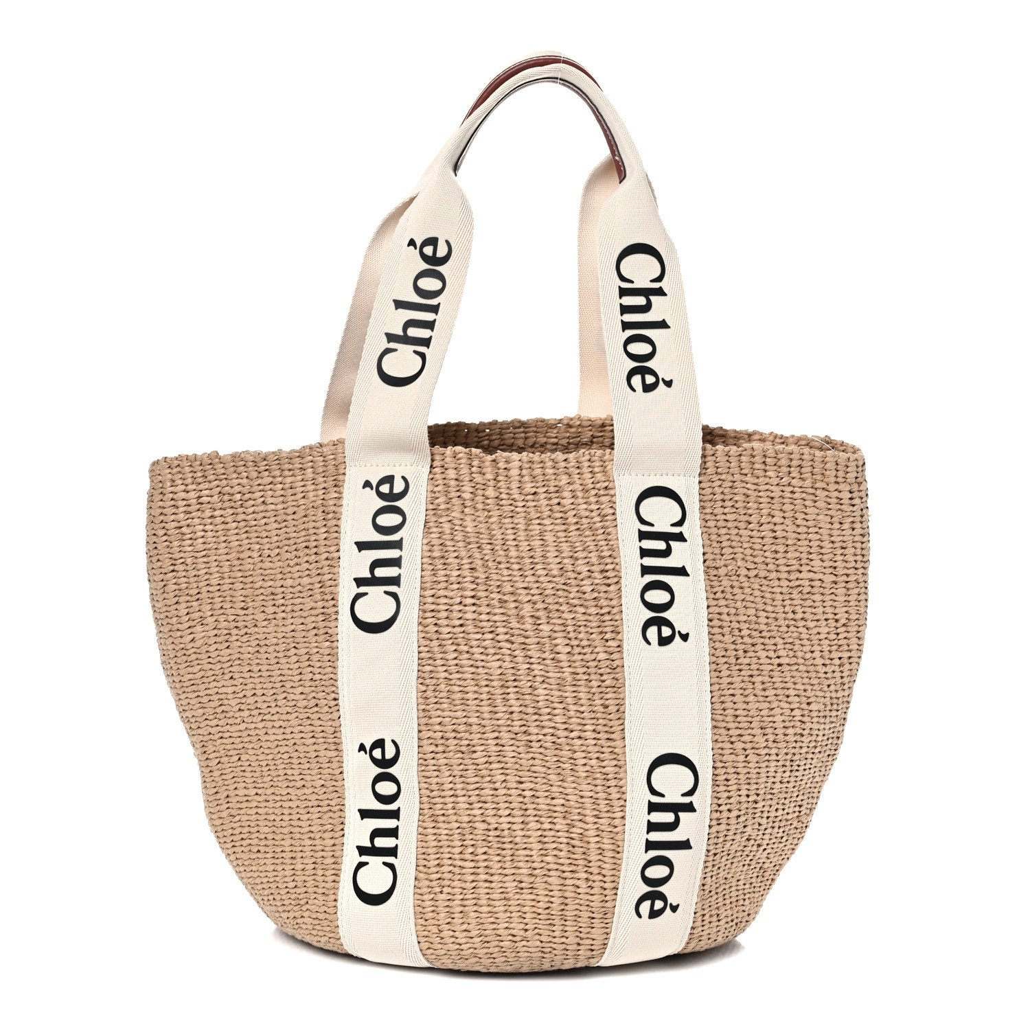 Chloe Raffia Large Woody Tote White