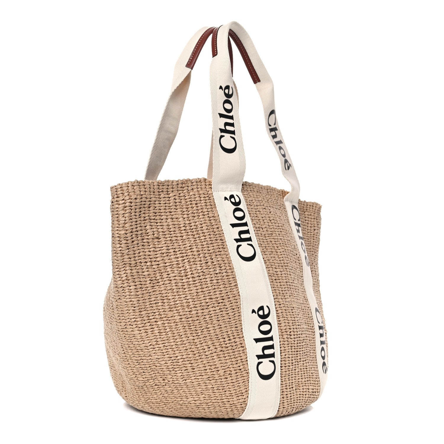 Chloe Raffia Large Woody Tote White — view 2