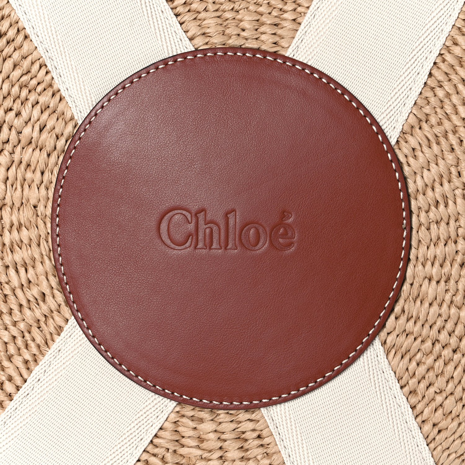 Chloe Raffia Large Woody Tote White — view 4
