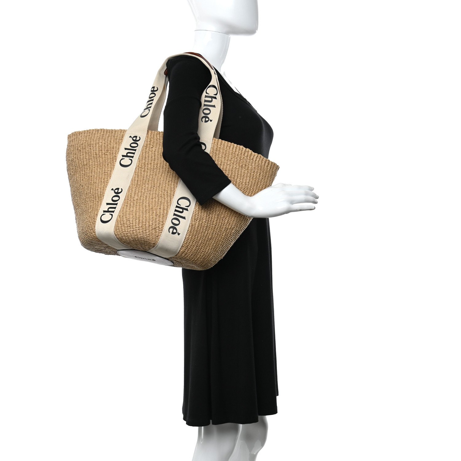 Chloe Raffia Large Woody Tote White — view 5