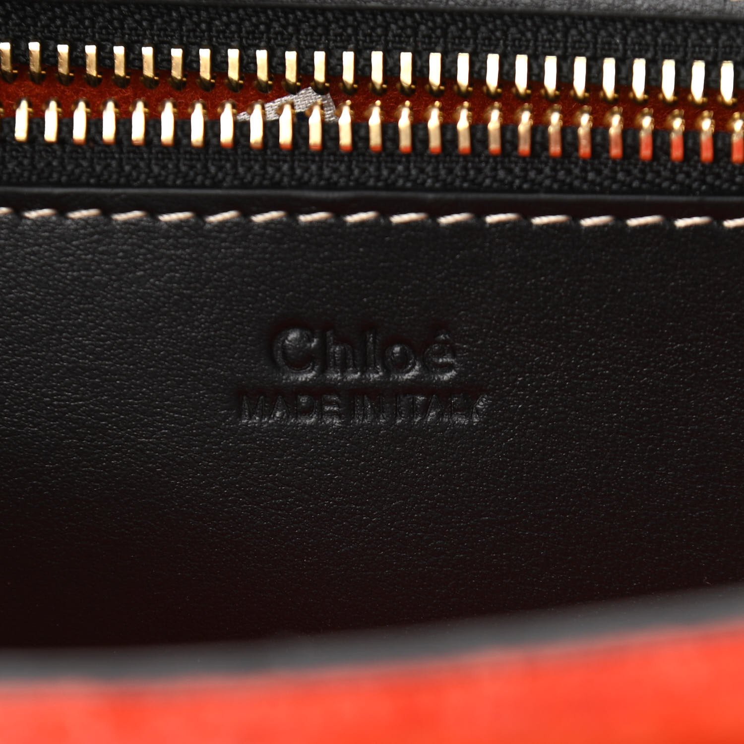 Chloe Felt Calfskin Small Woody Ribbon Tote With Strap Orange — view 4