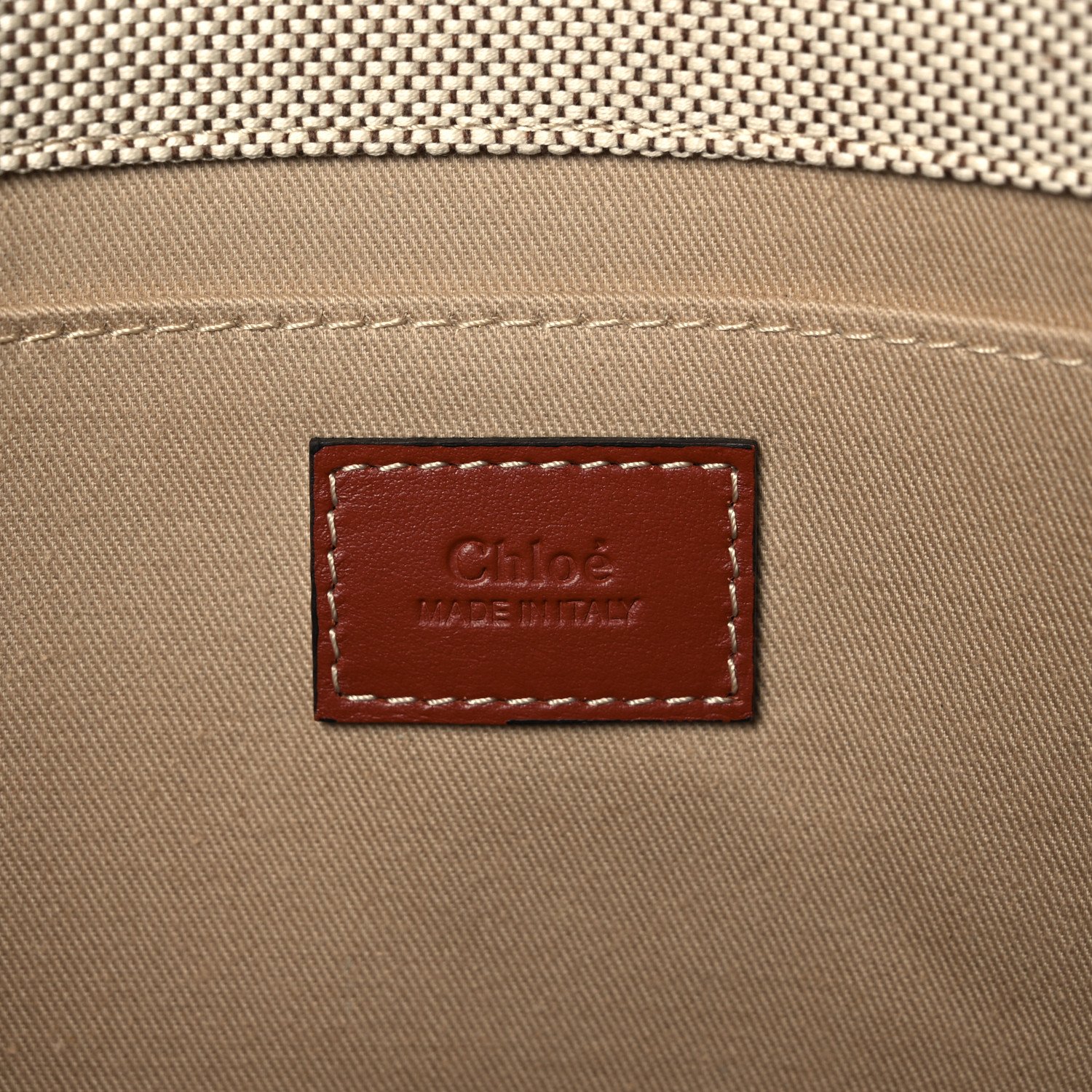 Chloe Cotton Calfskin Medium Woody Ribbon Tote White Brown — view 4