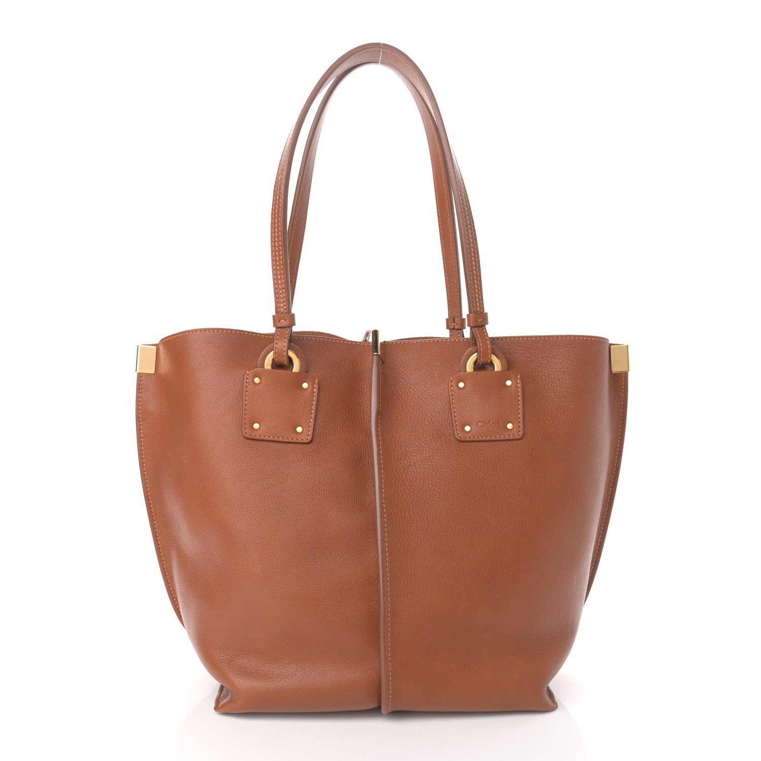 Chloe Calfskin Medium Vick Tote Caramel — view 2