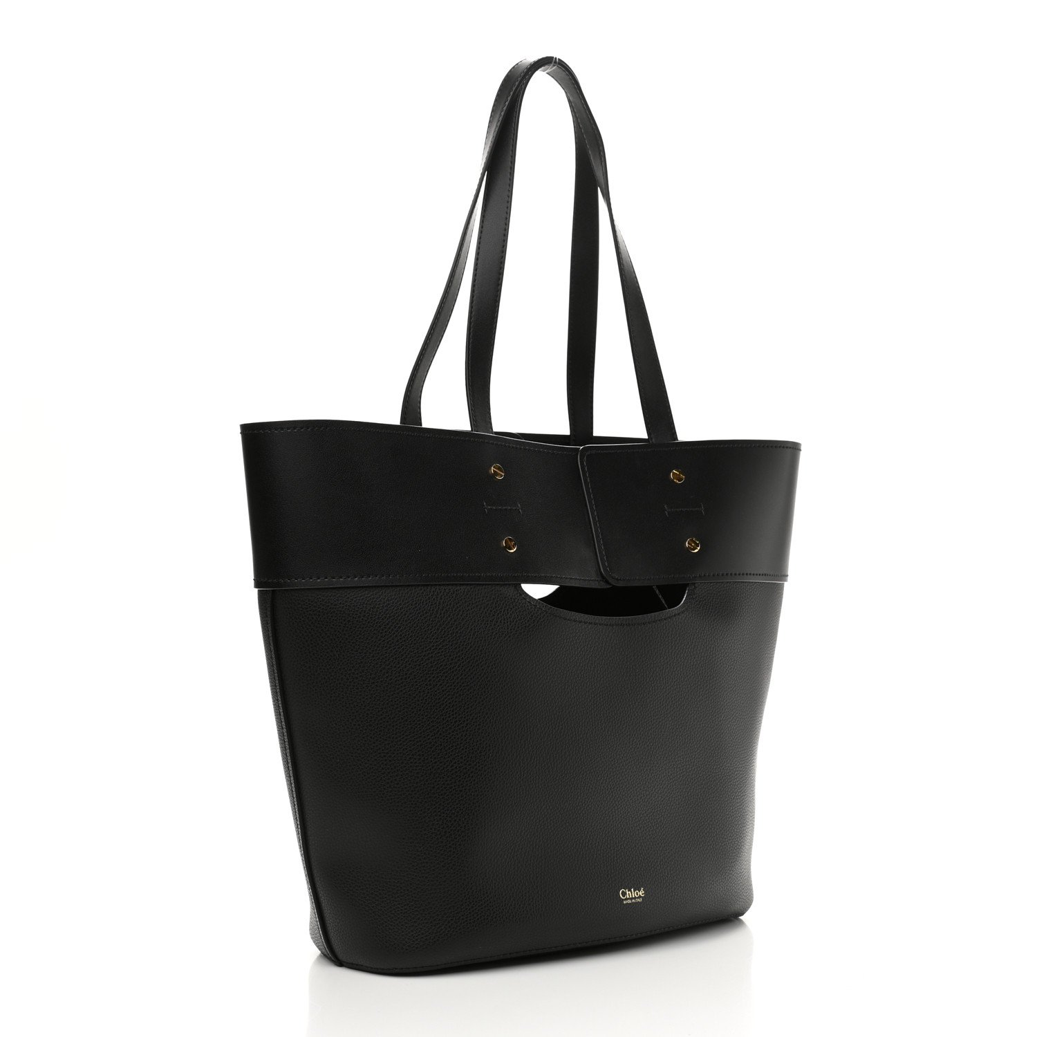Chloe Smooth Grained Calfskin Medium Aby Tote Black — view 3