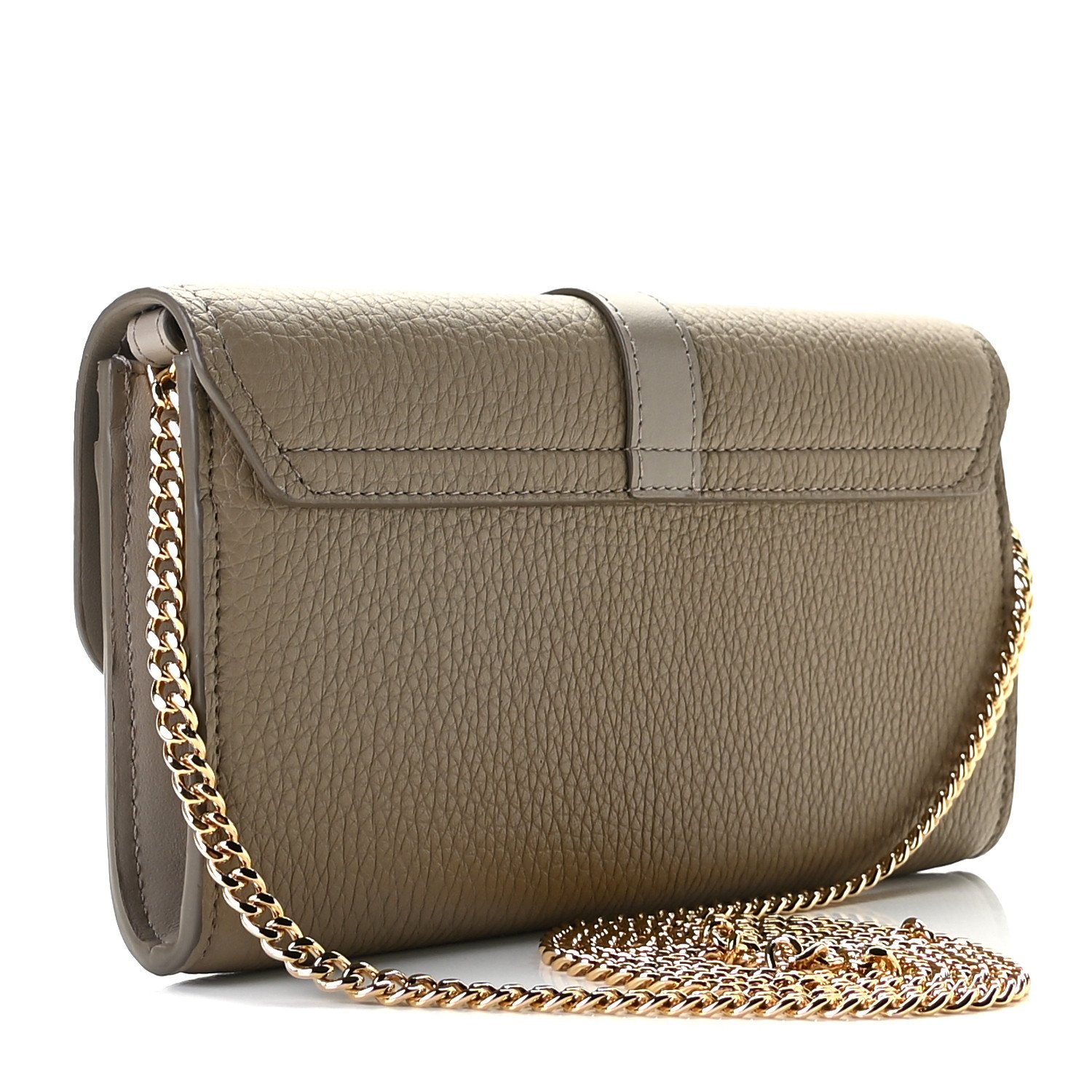 Chloe Grained Calfskin Aby Chain Wallet Motty Grey — view 3