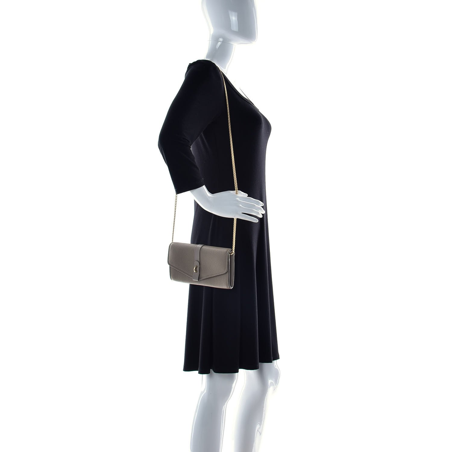 Chloe Grained Calfskin Aby Chain Wallet Motty Grey — view 4