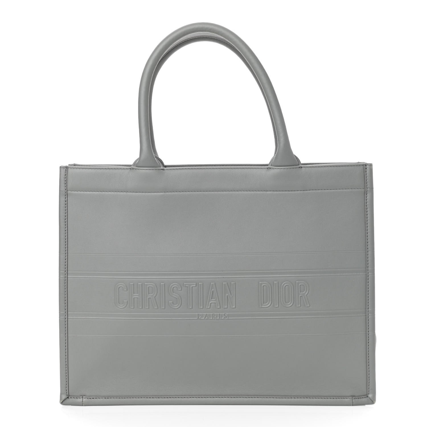 Christian Dior Calfskin Embossed Medium Book Tote Grey