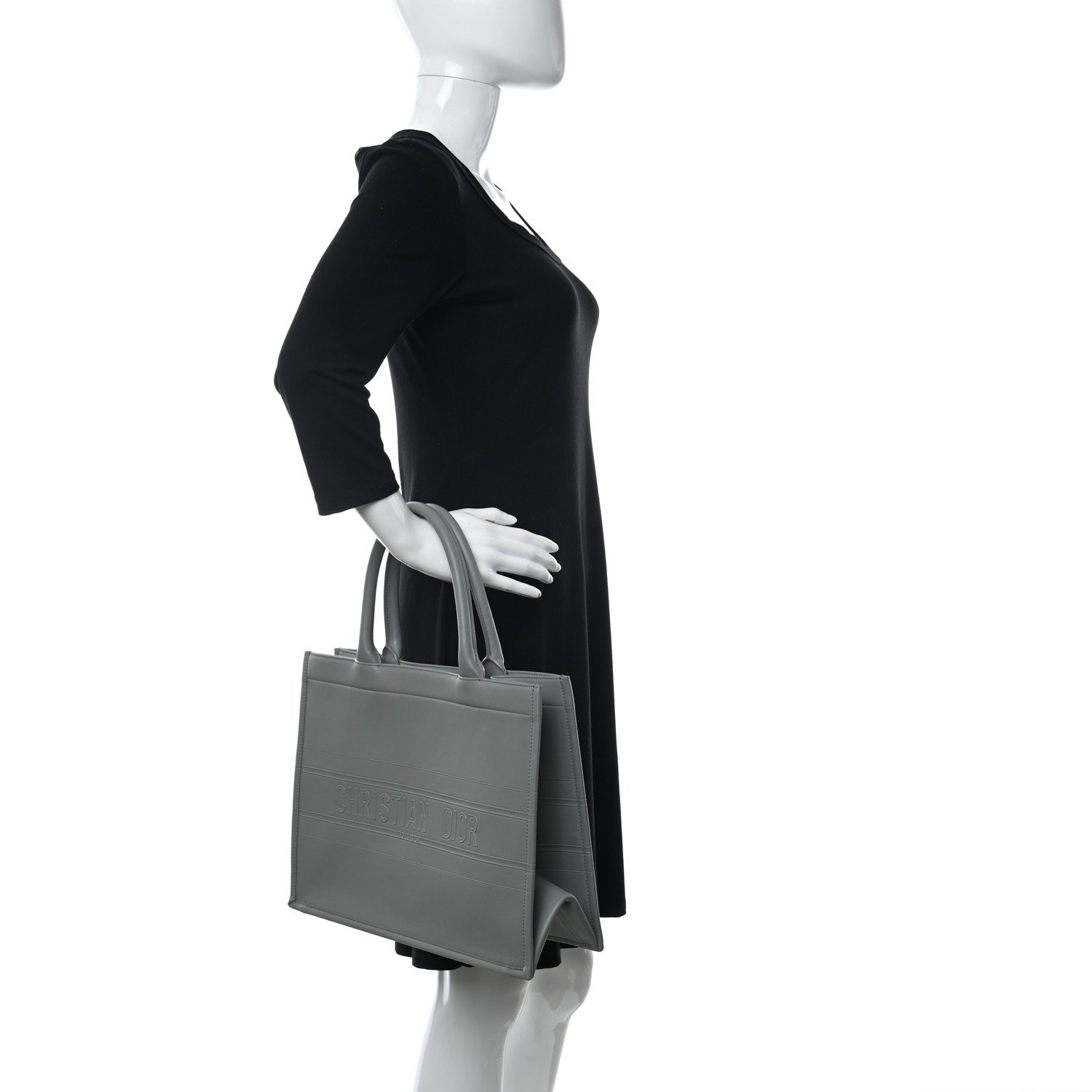 Christian Dior Calfskin Embossed Medium Book Tote Grey — view 4