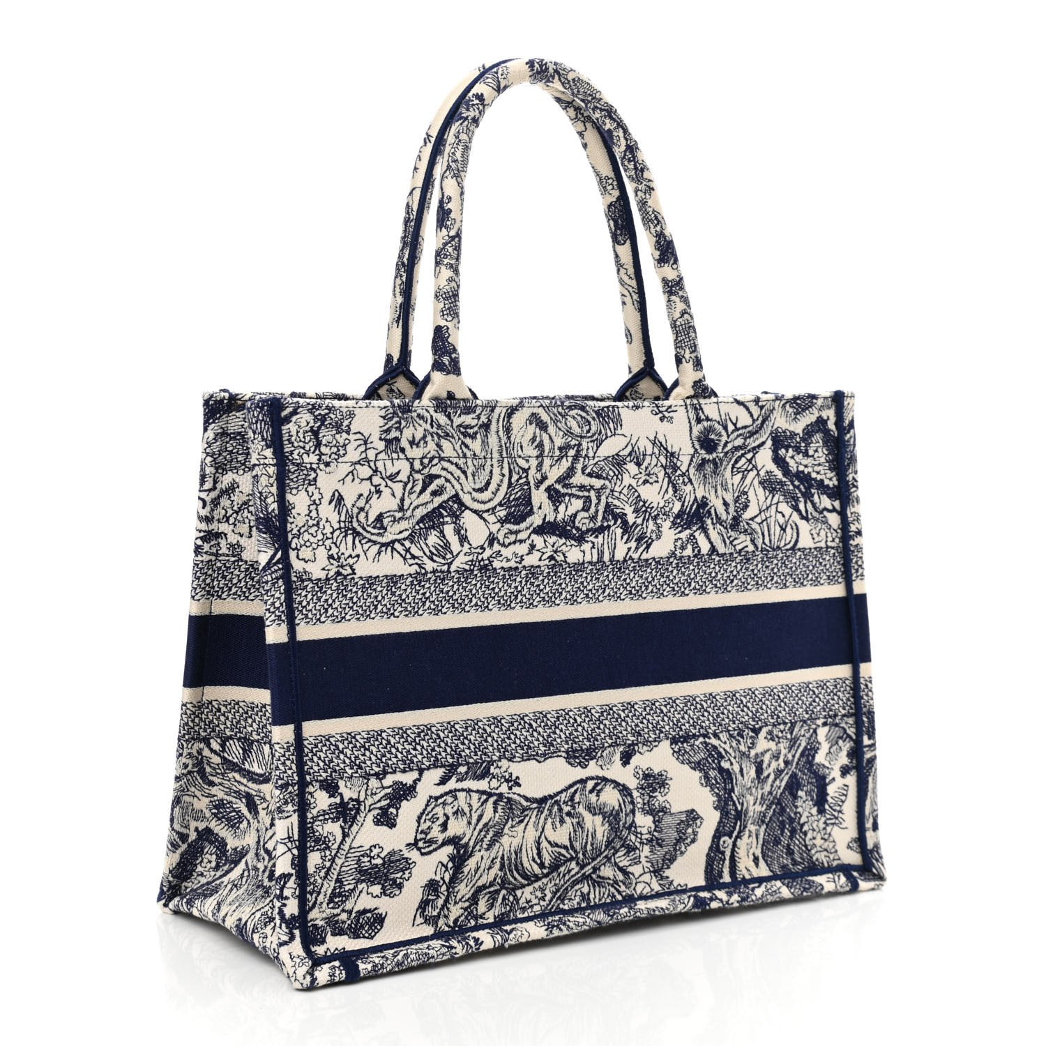 Christian Dior Canvas Embroidered Medium Dioriviera Toile De Jouy Book Tote Blue — view 3