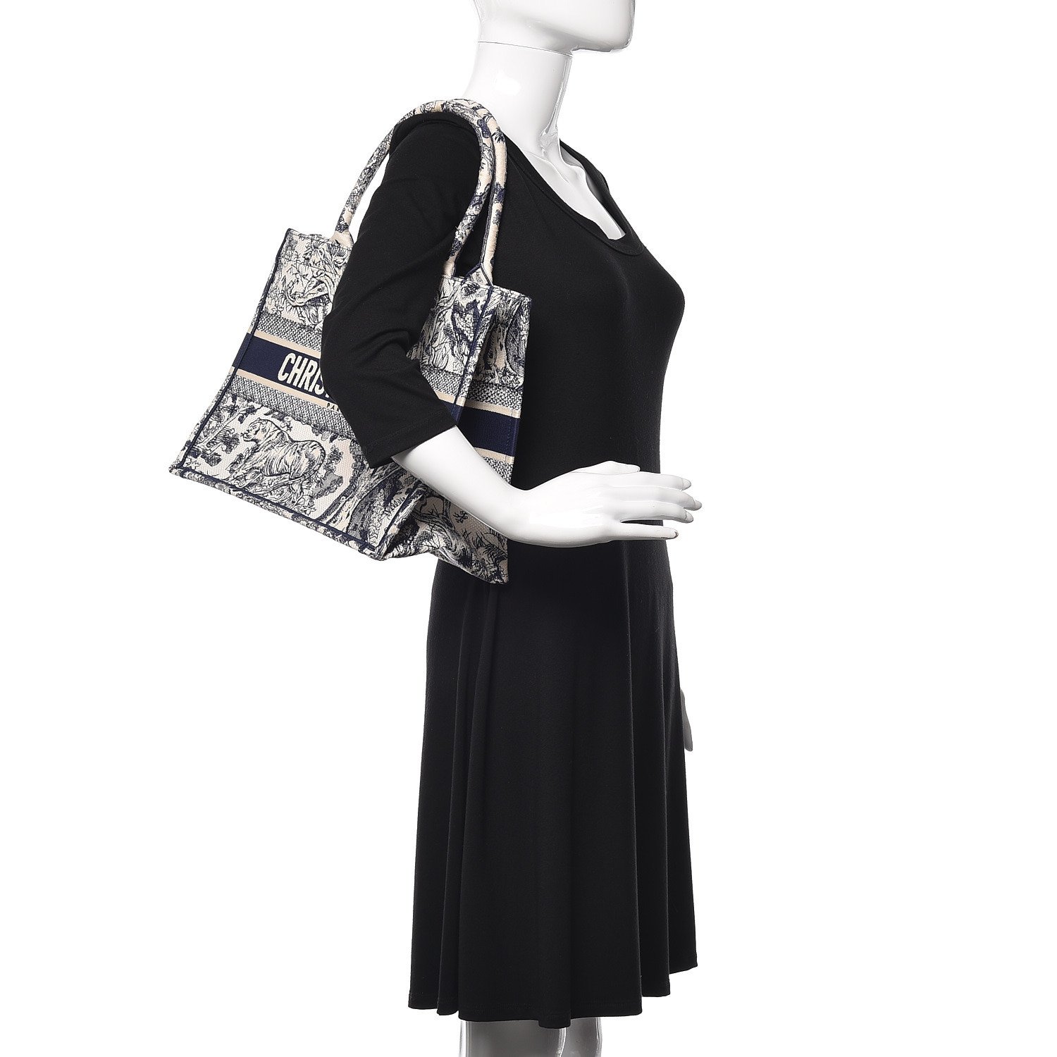 Christian Dior Canvas Embroidered Medium Dioriviera Toile De Jouy Book Tote Blue — view 4