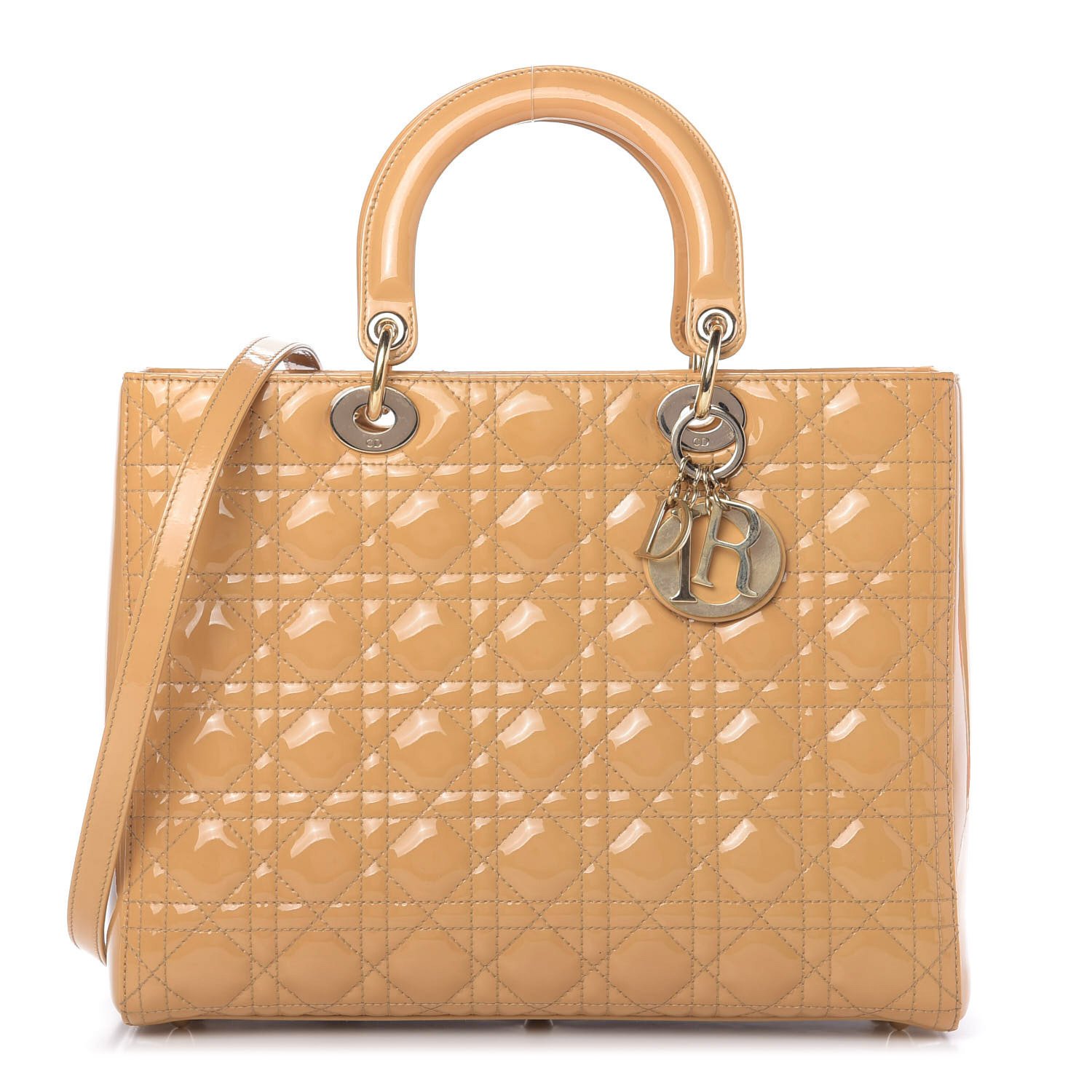Christian Dior Patent Cannage Large Lady Dior Beige