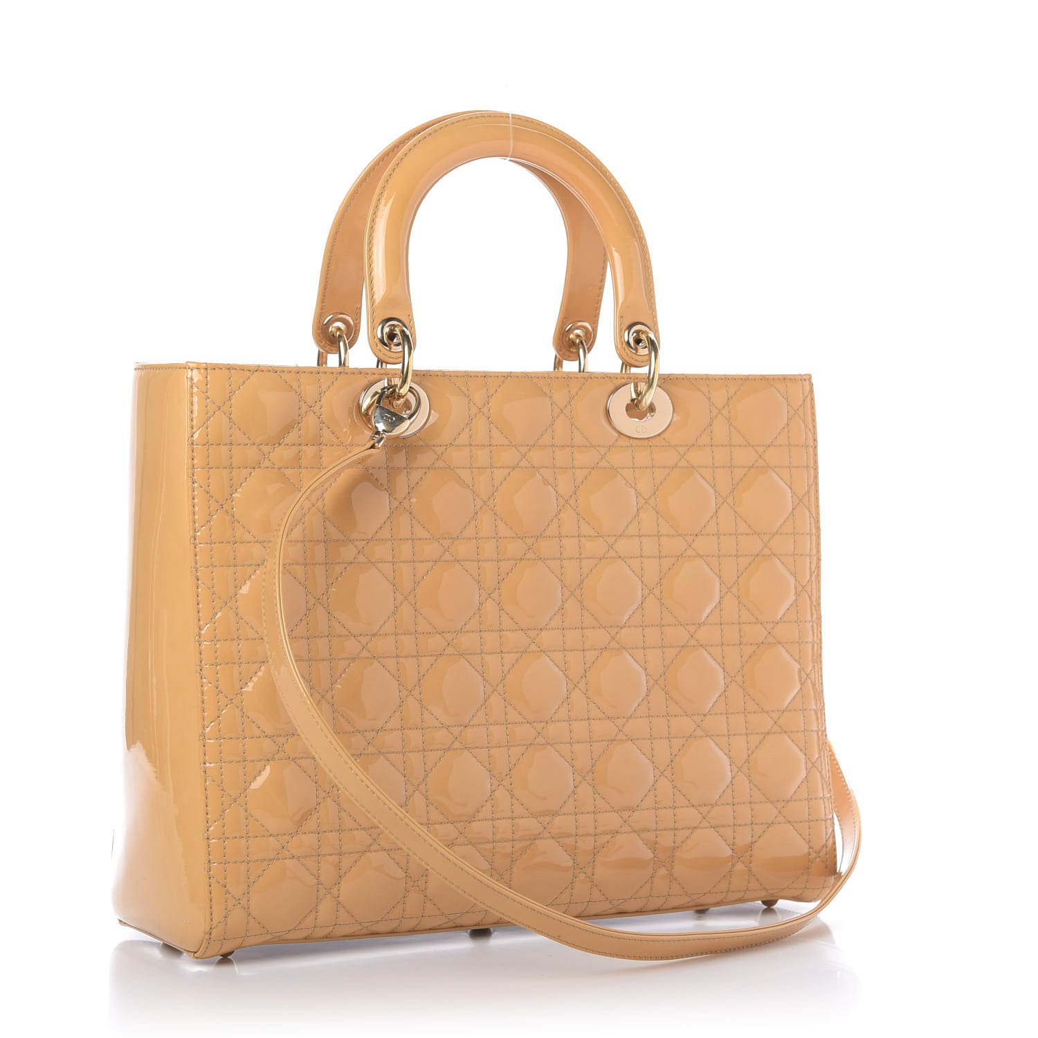 Christian Dior Patent Cannage Large Lady Dior Beige — view 2