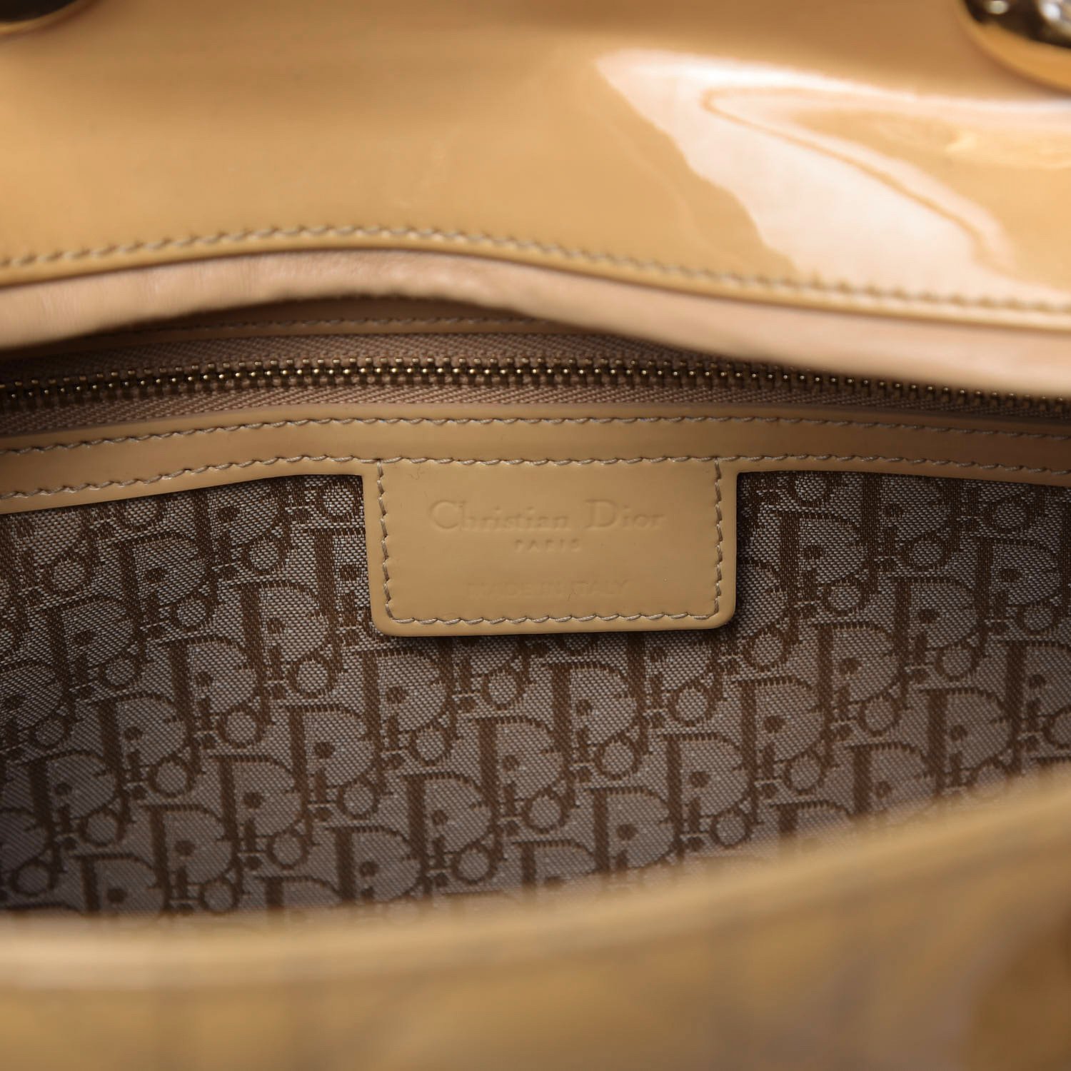 Christian Dior Patent Cannage Large Lady Dior Beige — view 5