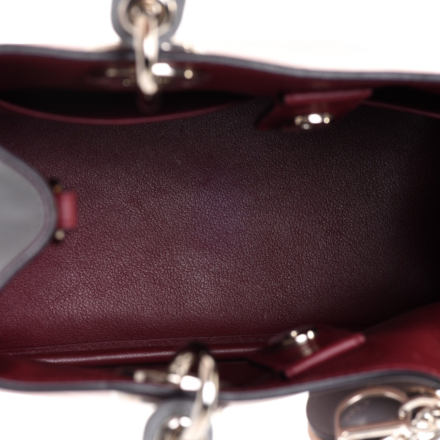 Christian Dior Smooth Calfskin Mini Tri-Color Diorissimo Tote Pink Grey Burgundy — view 4