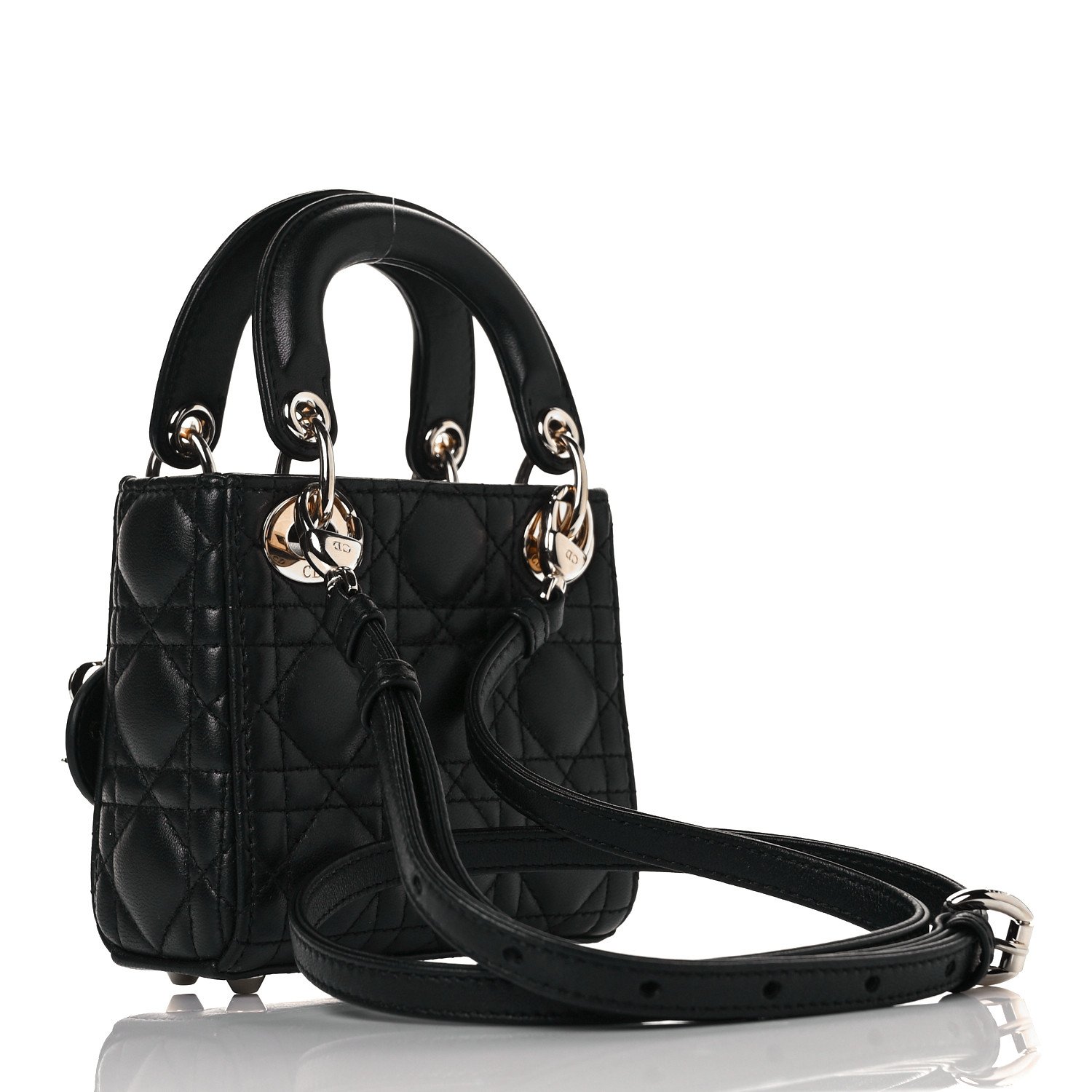 Christian Dior Lambskin Cannage Micro Lady Dior Black — view 3