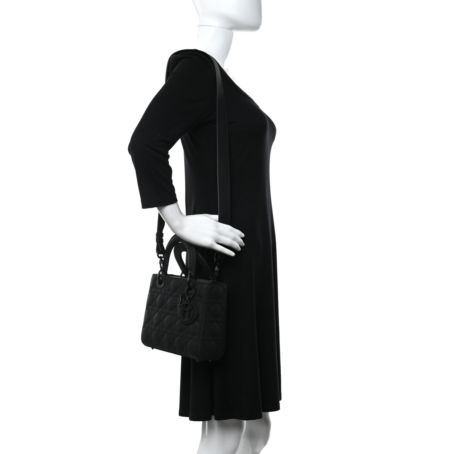 Christian Dior Ultra Matte Calfskin Cannage Small My ABCDior Lady Dior Black — view 3