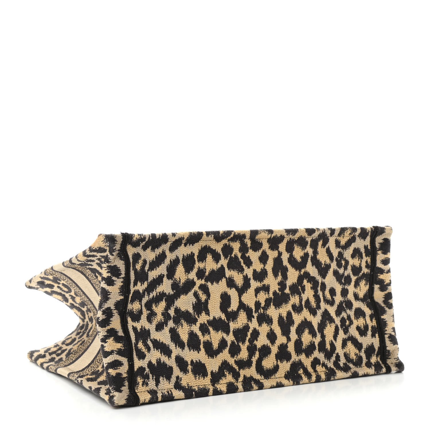 Christian Dior Canvas Mizza Embroidered Medium Leopard Book Tote Beige — view 3
