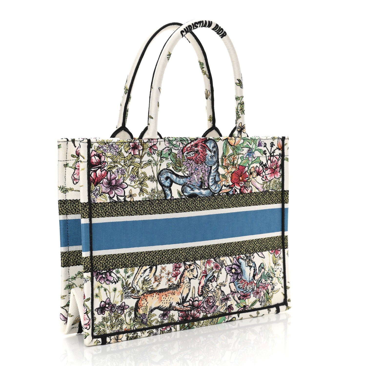 Christian Dior Canvas Embroidered Medium D-Constellation Book Tote Latte Multicolor — view 2