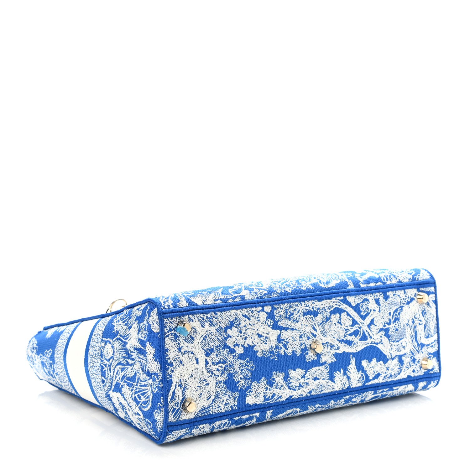 Christian Dior Toile de Jouy Embroidered Medium Lady D-Lite Fluorescent Blue — view 4