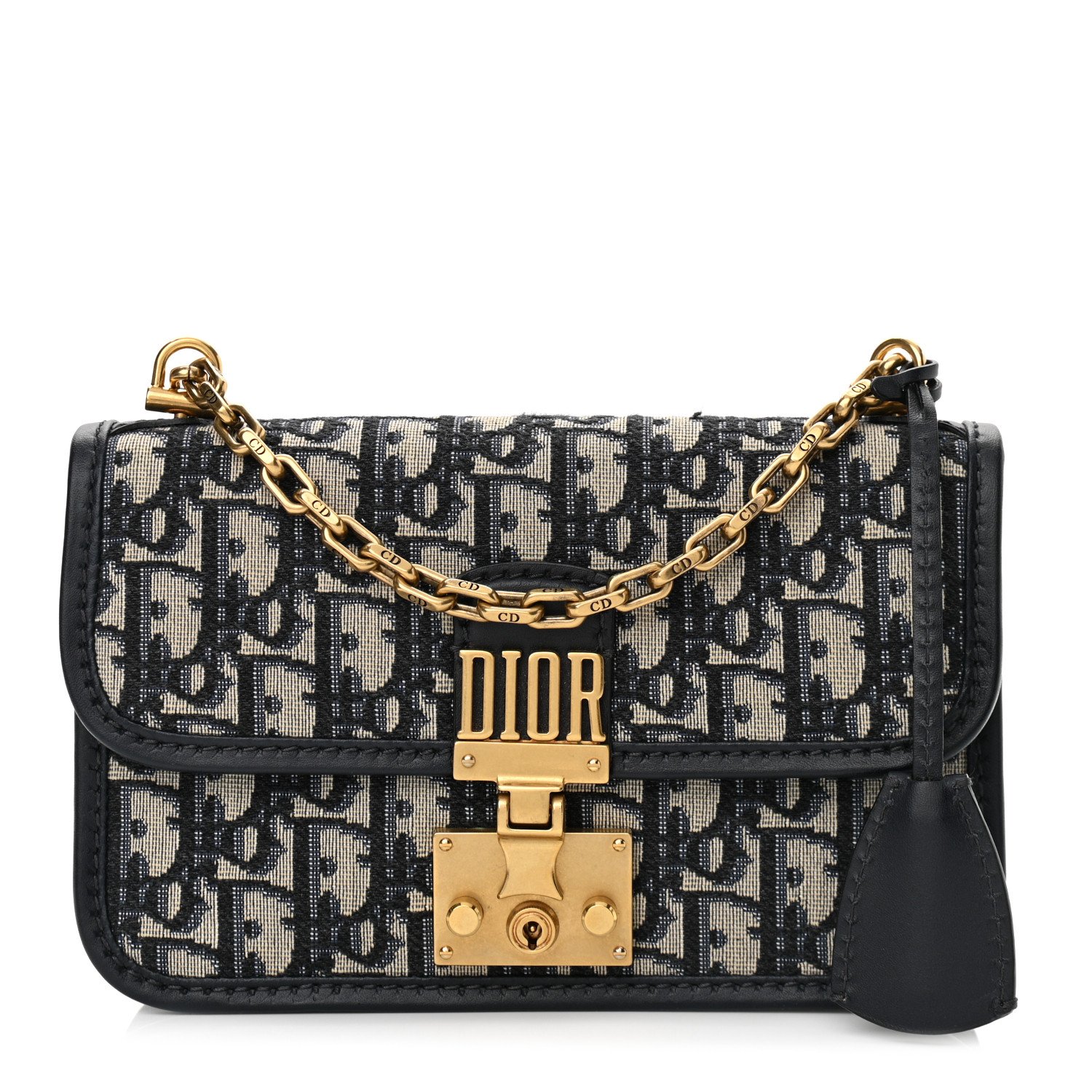 Christian Dior Oblique Small DiorAddict Flap Bag Navy Blue — view 2