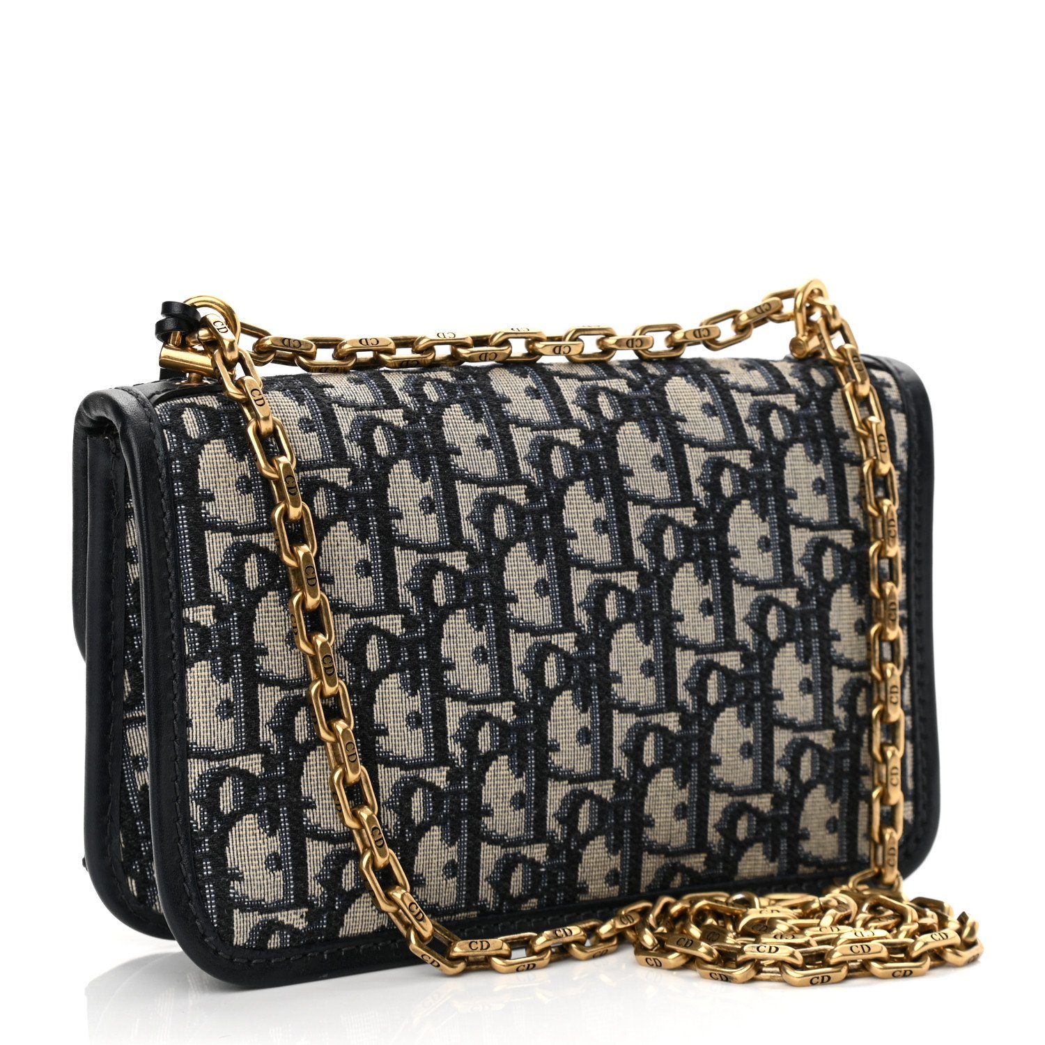 Christian Dior Oblique Small DiorAddict Flap Bag Navy Blue — view 3