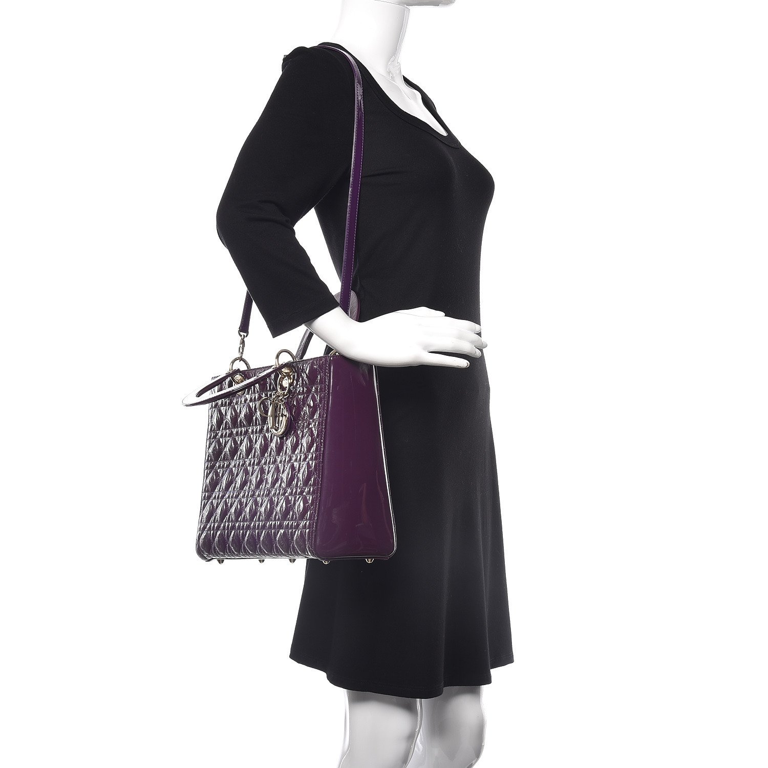Christian Dior Patent Cannage Large Lady Dior Violet Purple — view 5