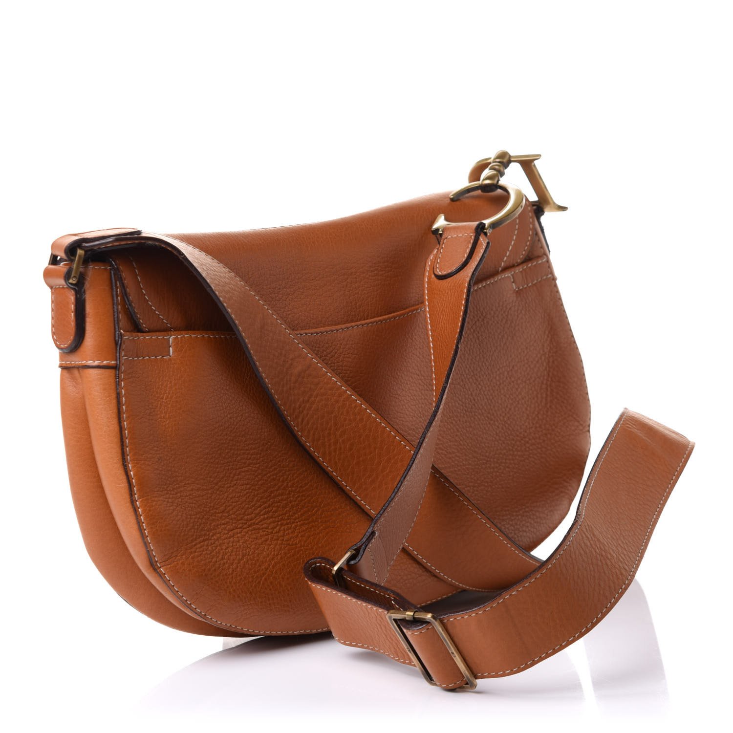 Christian Dior Calfskin Double Saddle Bag Brown — view 2