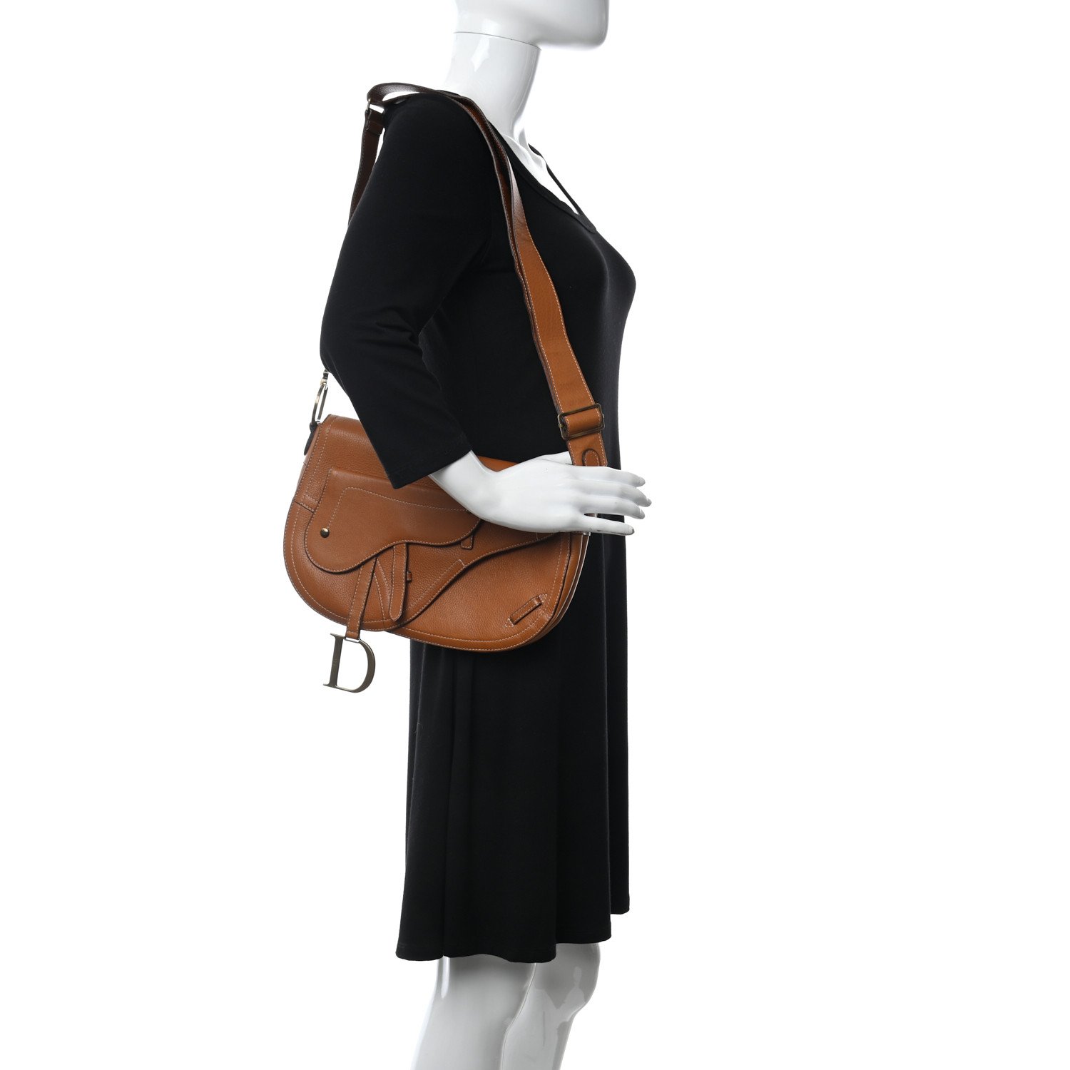 Christian Dior Calfskin Double Saddle Bag Brown — view 4