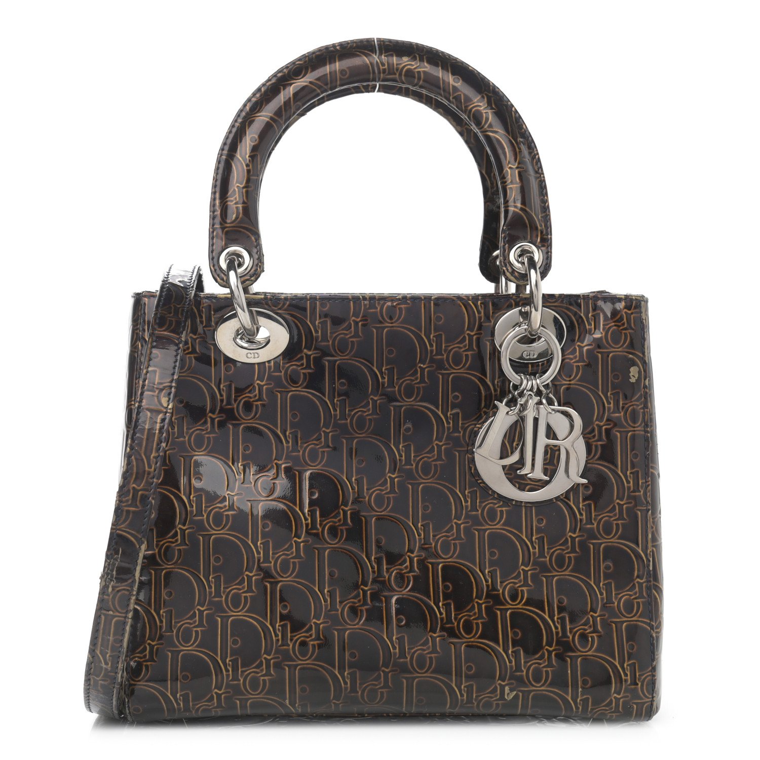 Christian Dior Patent Ultimate Medium Lady Dior Brown