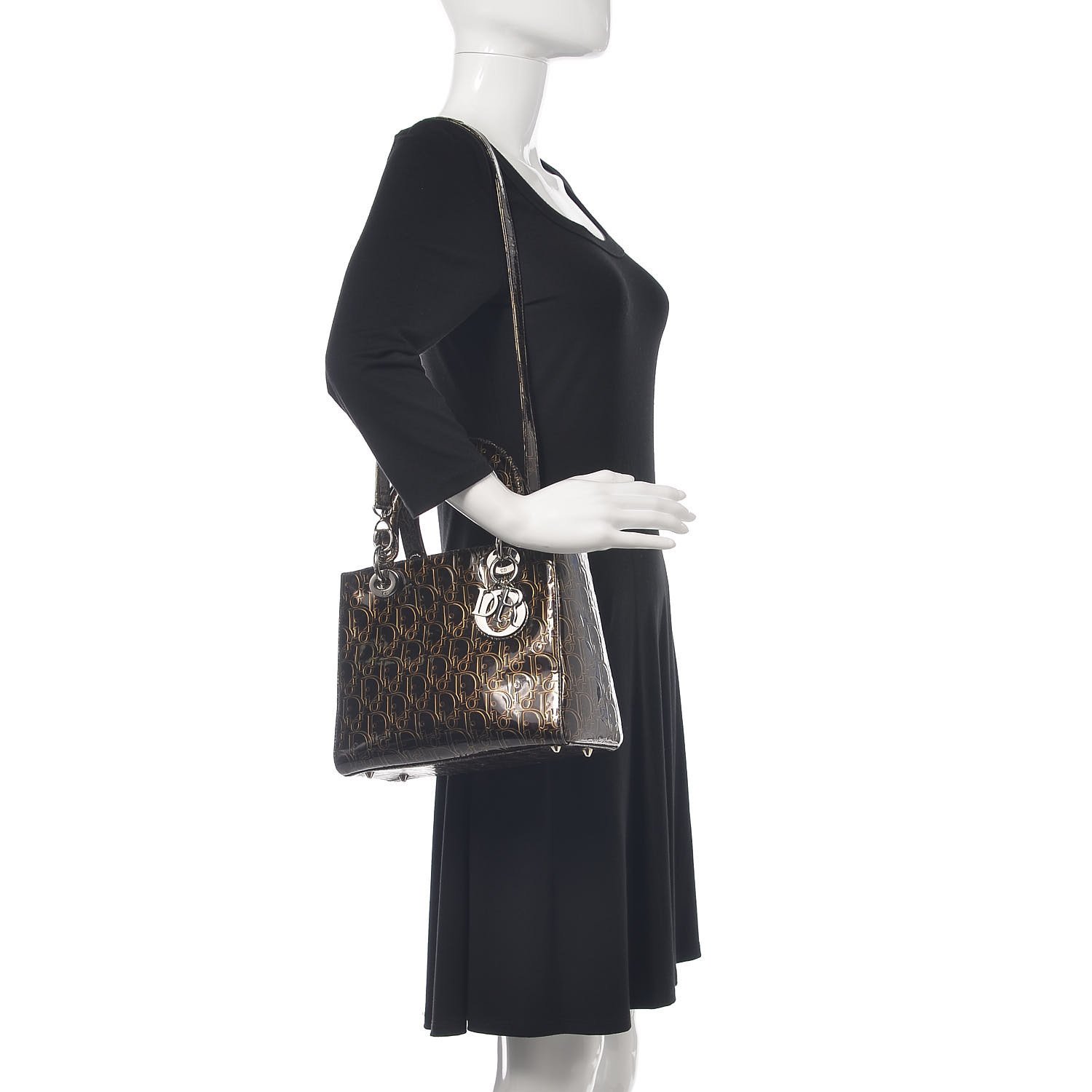 Christian Dior Patent Ultimate Medium Lady Dior Brown — view 3