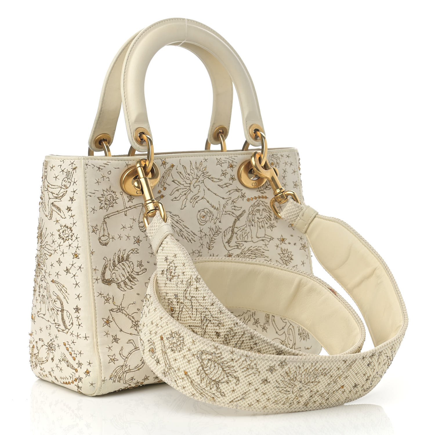 Christian Dior Embroidered Medium Lady Dior White Multicolor — view 3