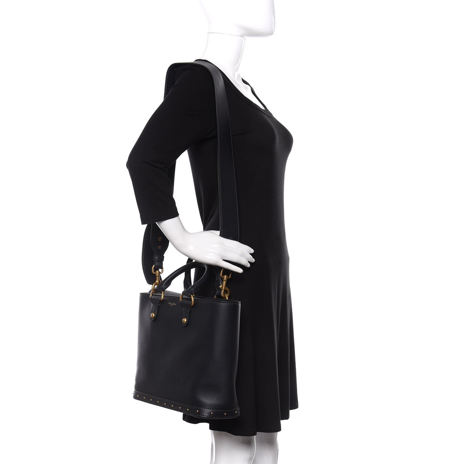 Christian Dior Smooth Calfskin Studded DiorAvenue Bag Navy — view 3