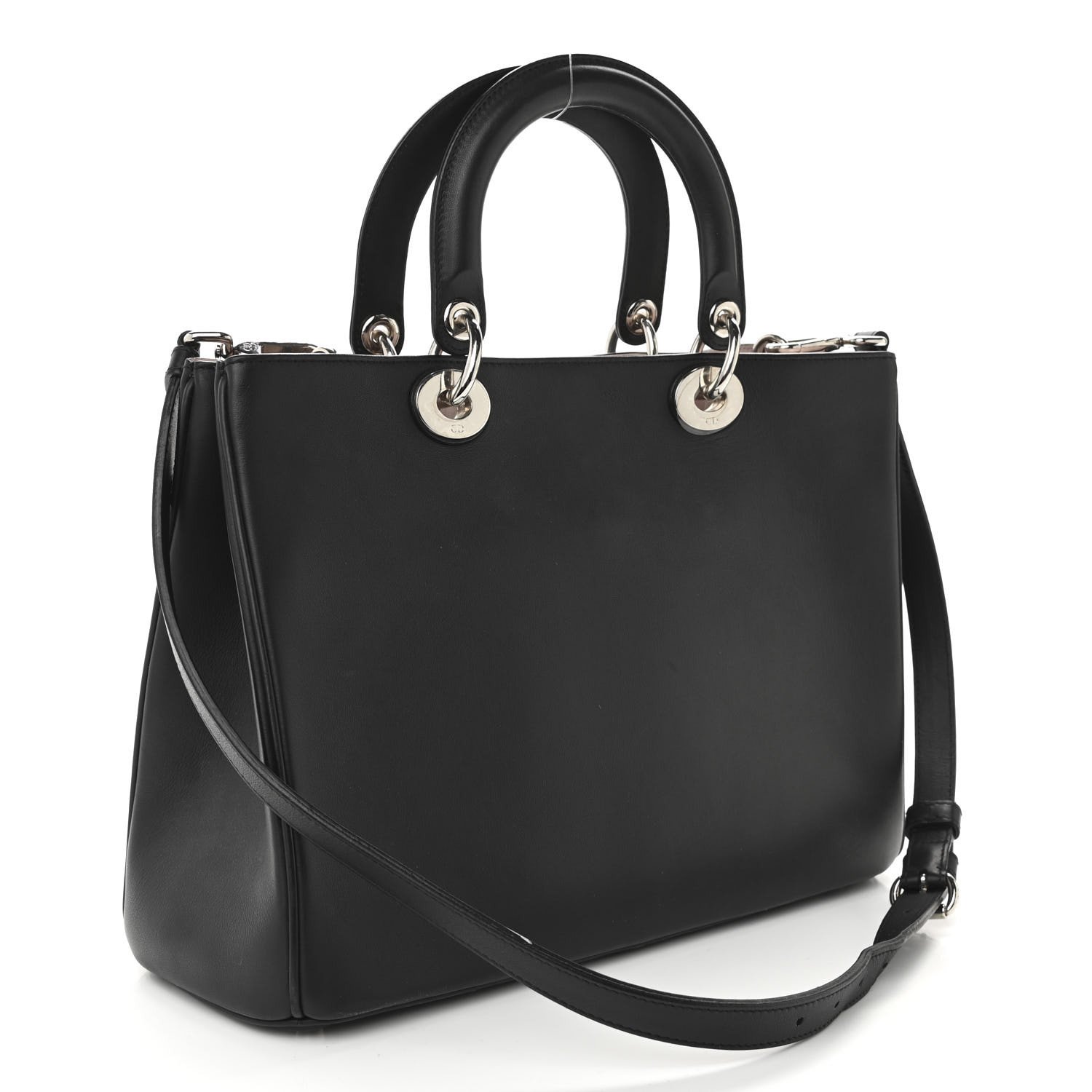 Christian Dior Smooth Calfskin Medium Diorissimo Tote Black Rose Poudre — view 2