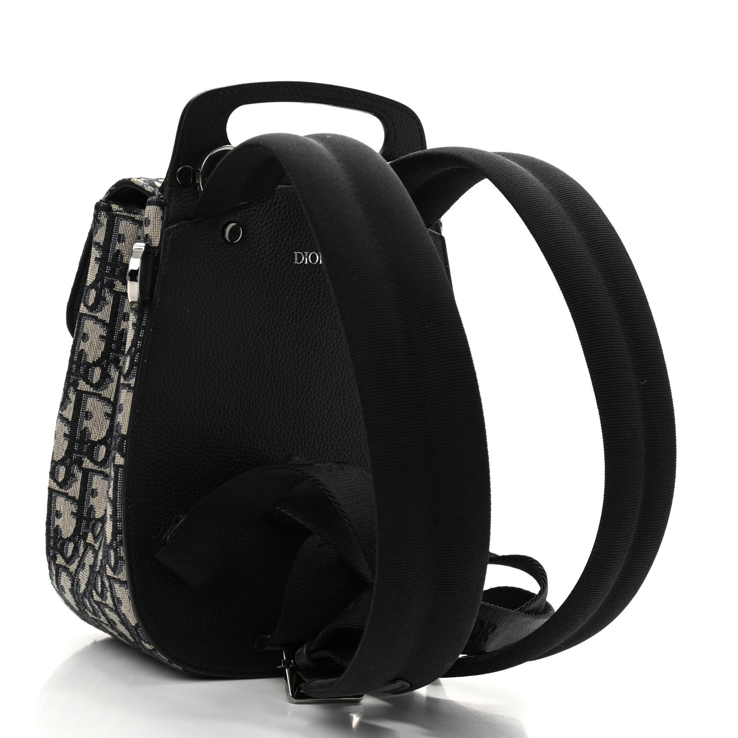 Christian Dior Oblique Jacquard Mini Saddle Backpack Navy Blue — view 2
